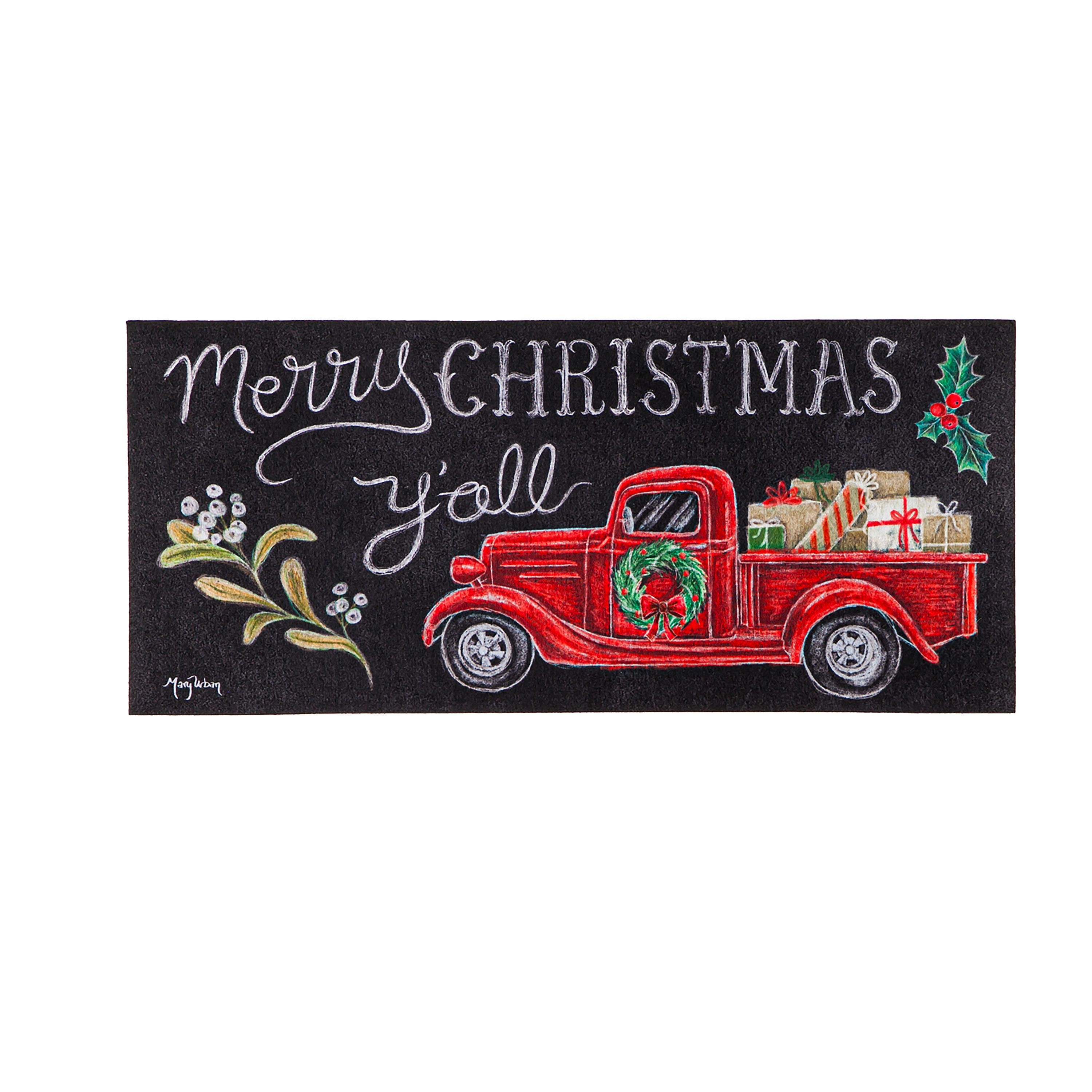 Merry Christmas Y'all Red Truck Sassafras Switch Mat – Evergreen