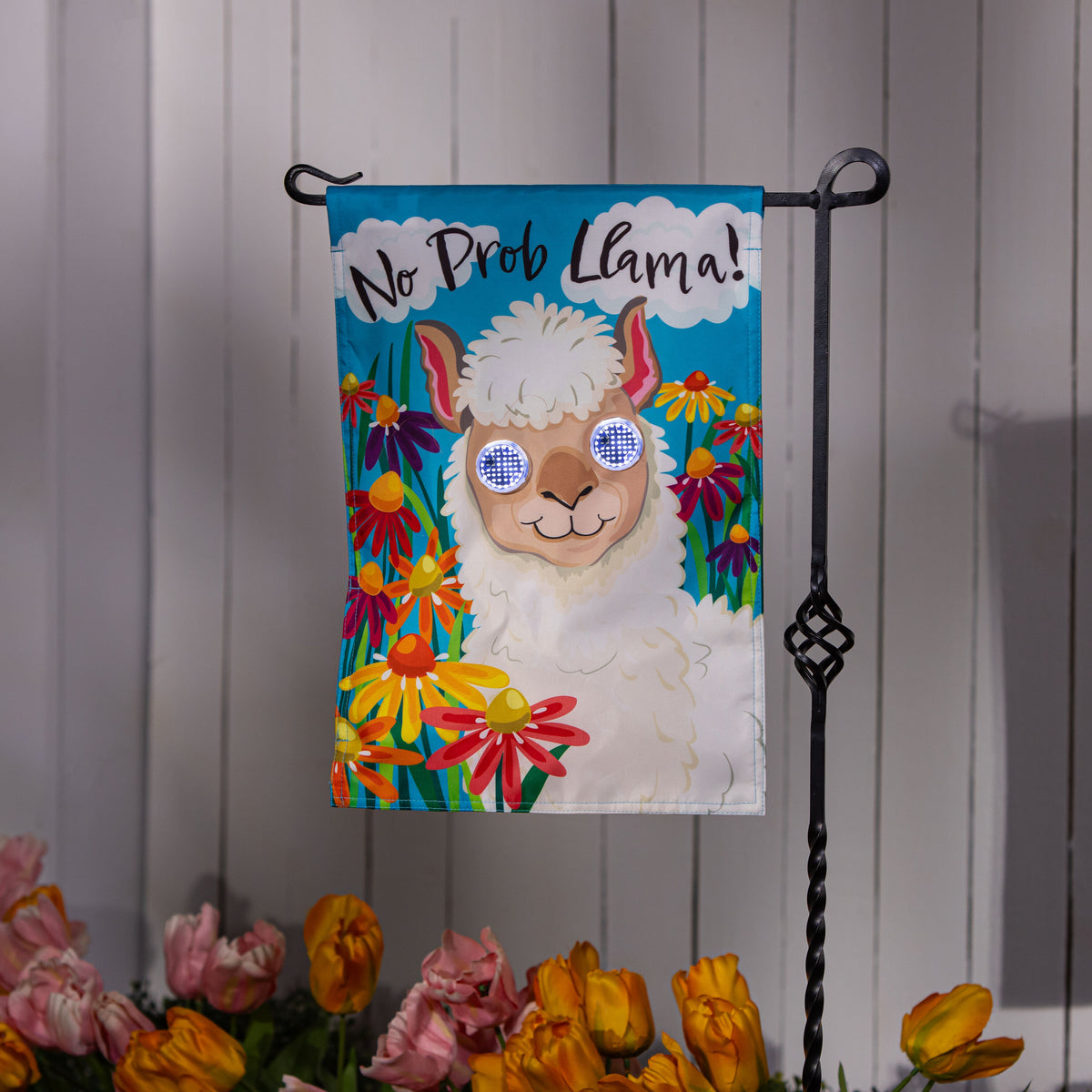 Evergreen Animated No Prob Llama Applique Lighted Garden Flag Multicolor 2