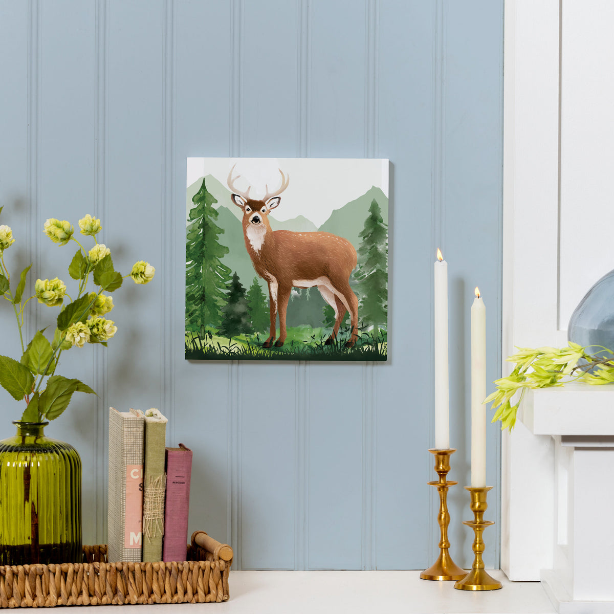 Evergreen High Country Wilderness Wall Decor Wood Deer 12x12 2