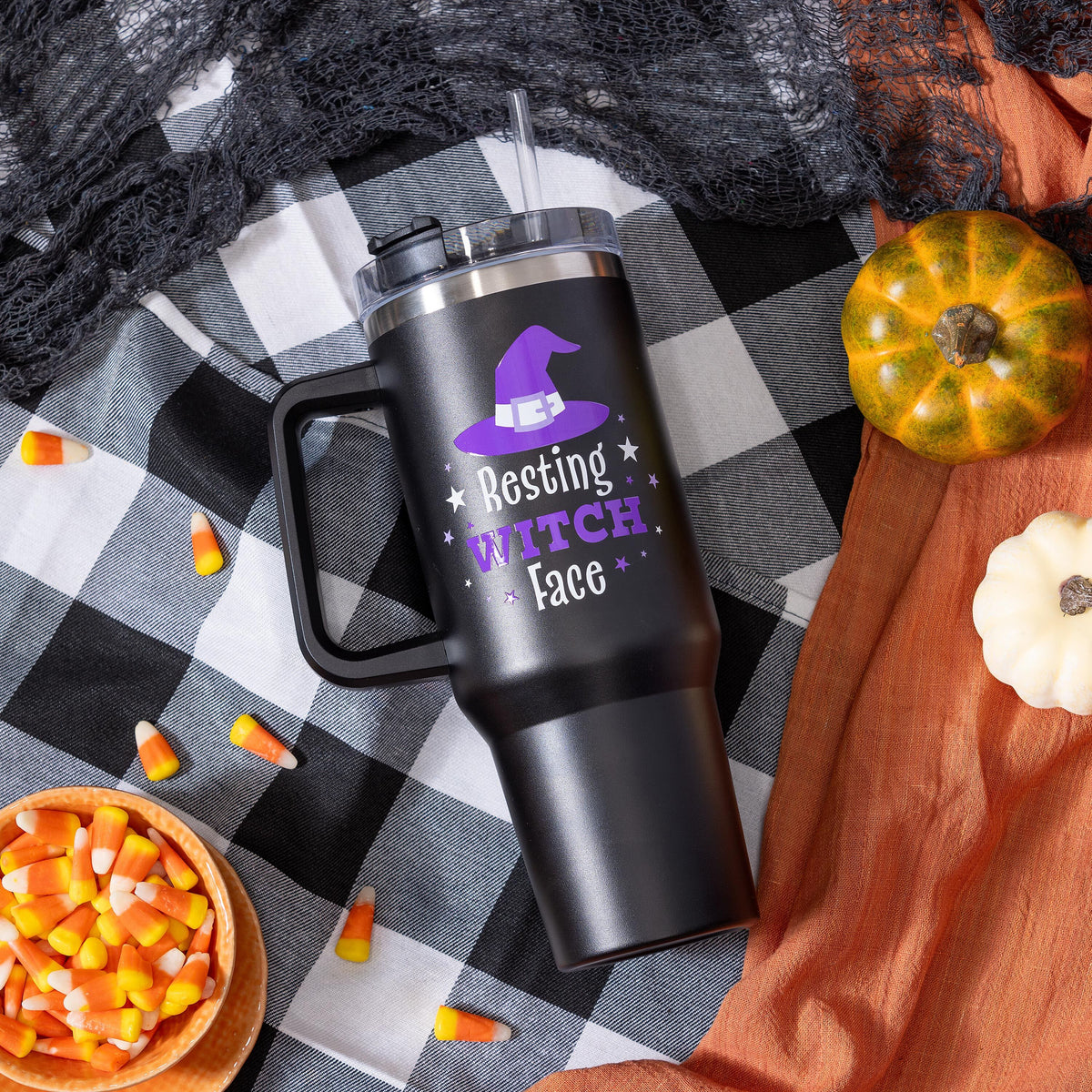 Evergreen Haunted House Resting Witch Face Canyon Cup 40oz 2