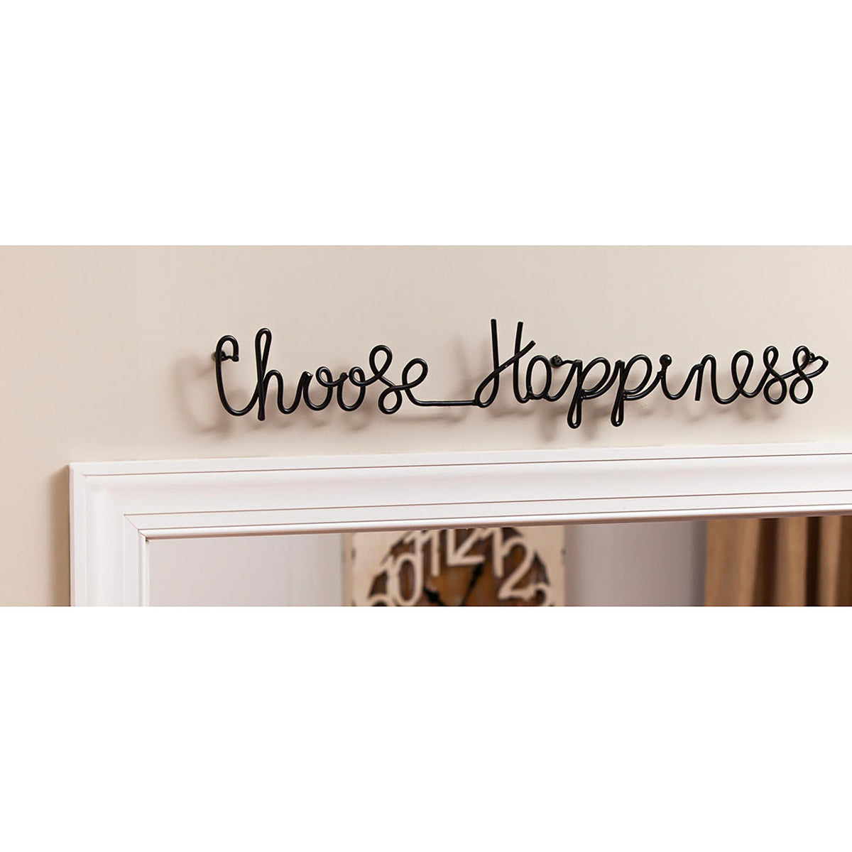 Evergreen Choose Happiness Cursive Metal Sign Black 2