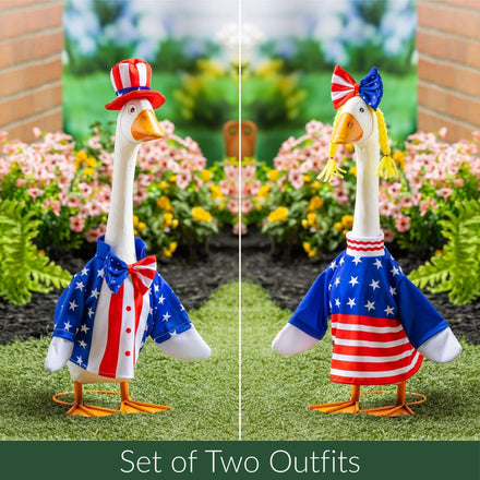 Giddy the Porch Goose Statue Patriotic Outfit, Set of 2