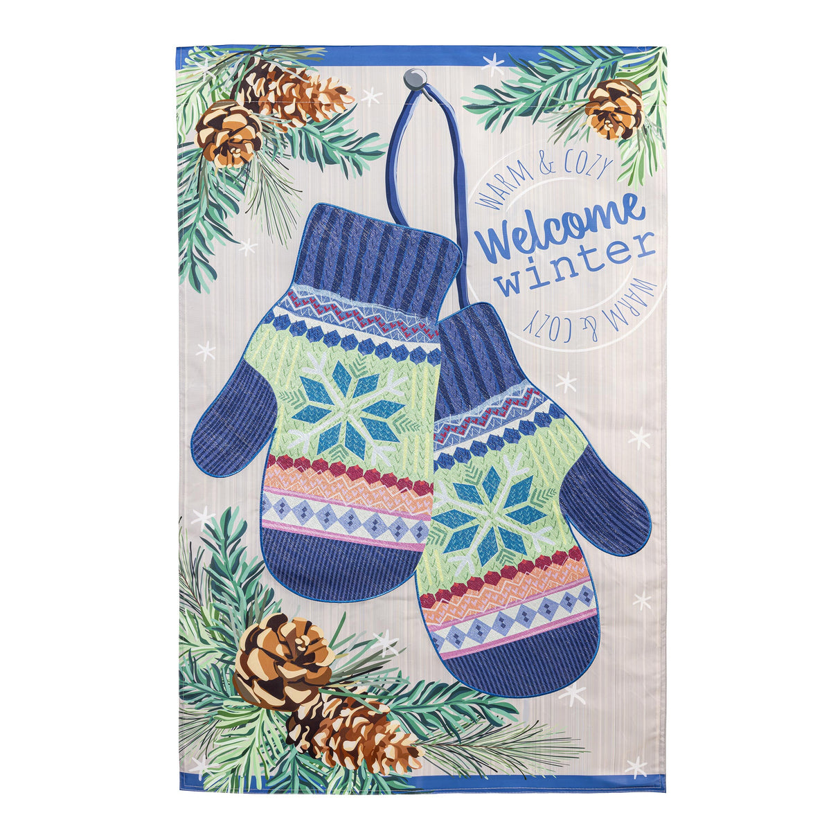 Evergreen Winter Mittens Applique House Flag 2