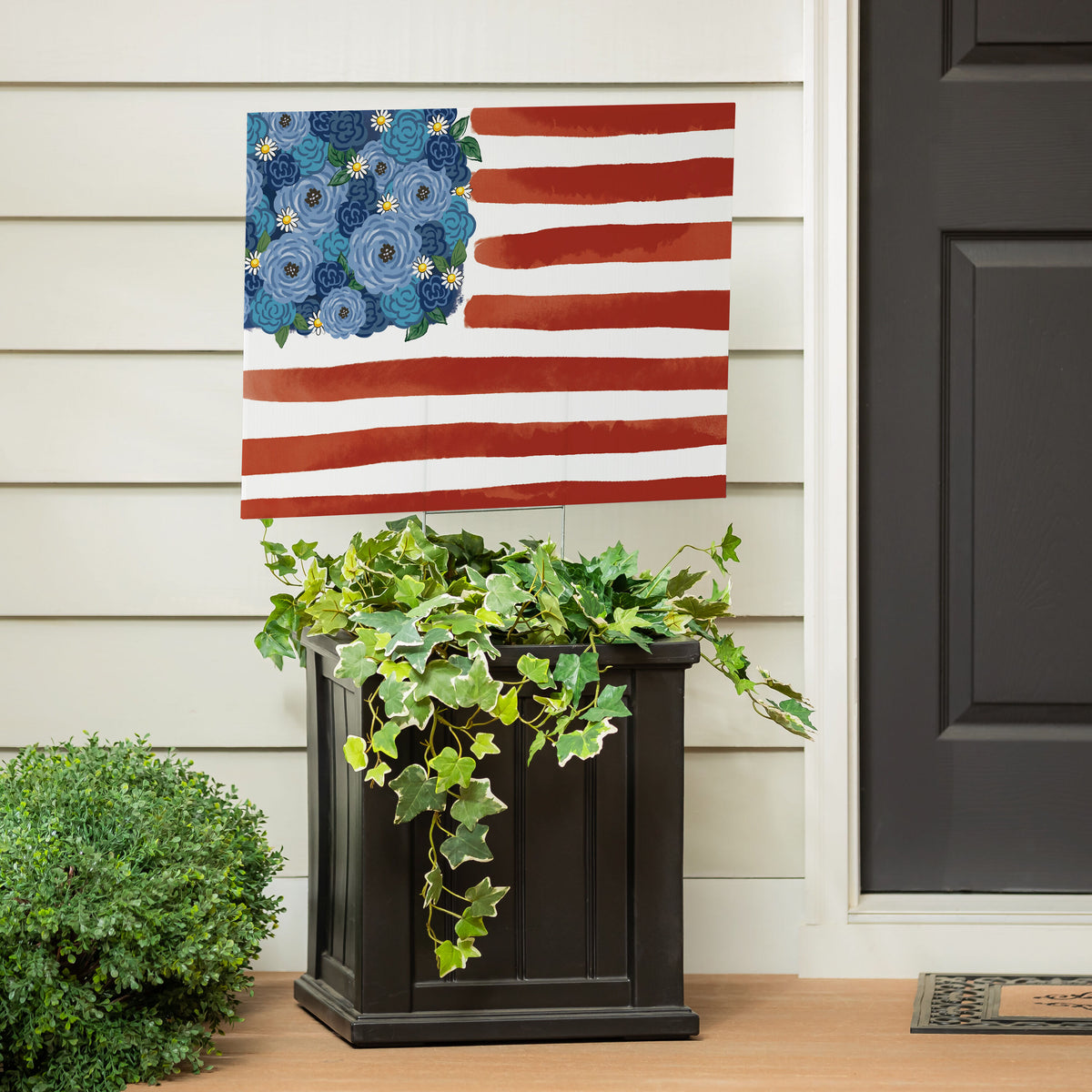 Evergreen Blooming Americana Yard Sign Flag Multicolor 24x18in 2