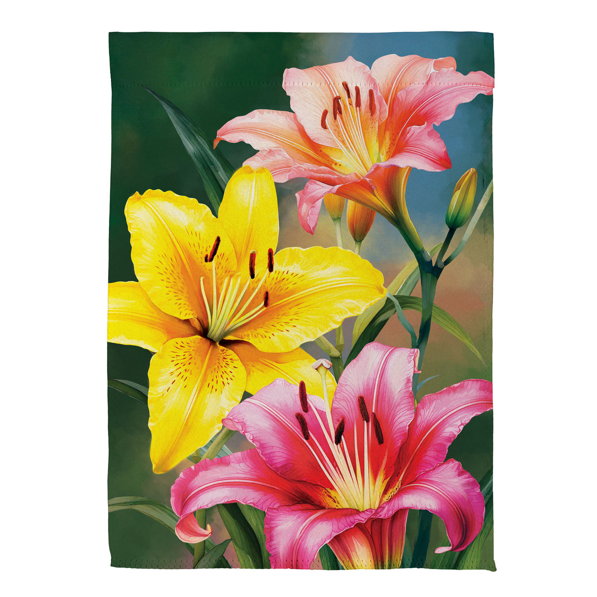 Evergreen Colorful Daylily Suede House Flag 2