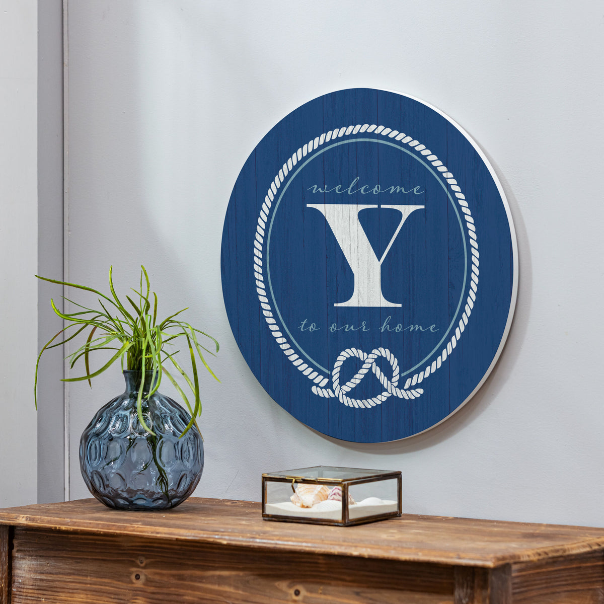 Evergreen Décoration de Porte Côtière Monogramme Bleu 18" Y 2