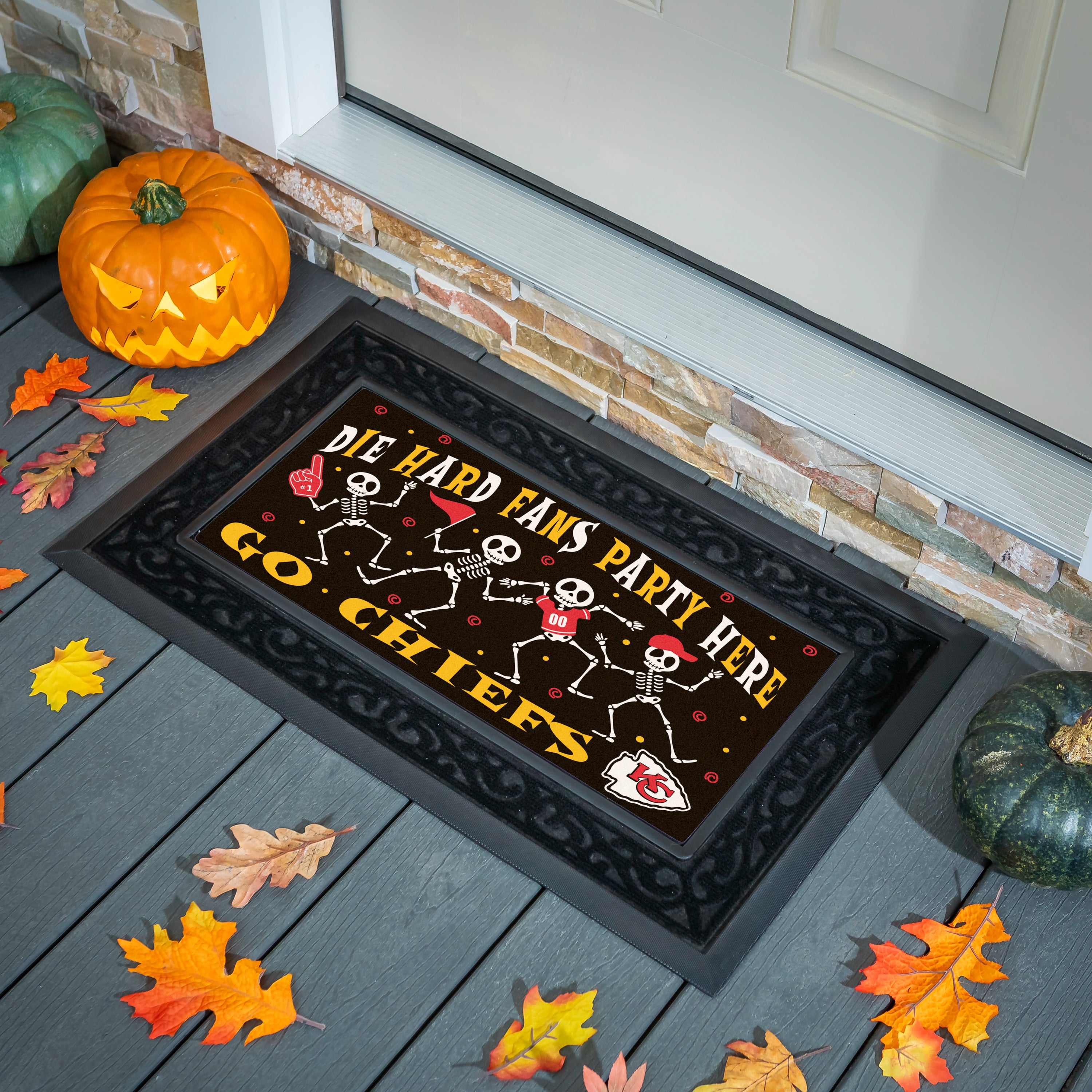 Kansas City Chiefs Flocked Coir Halloween Sassafras Switch Mat, 22