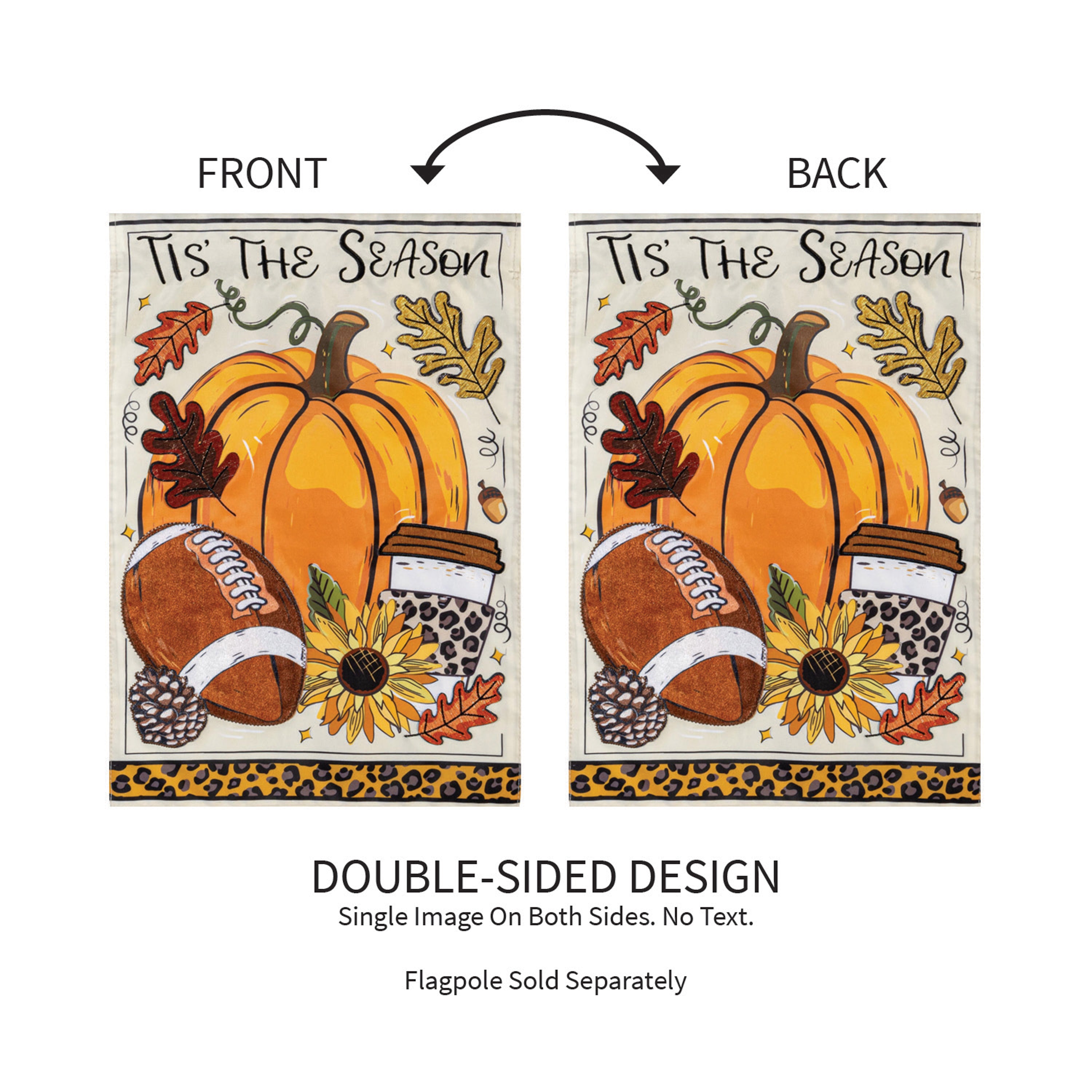 Tis' The Season Fall Applique Garden Flag – Evergreen