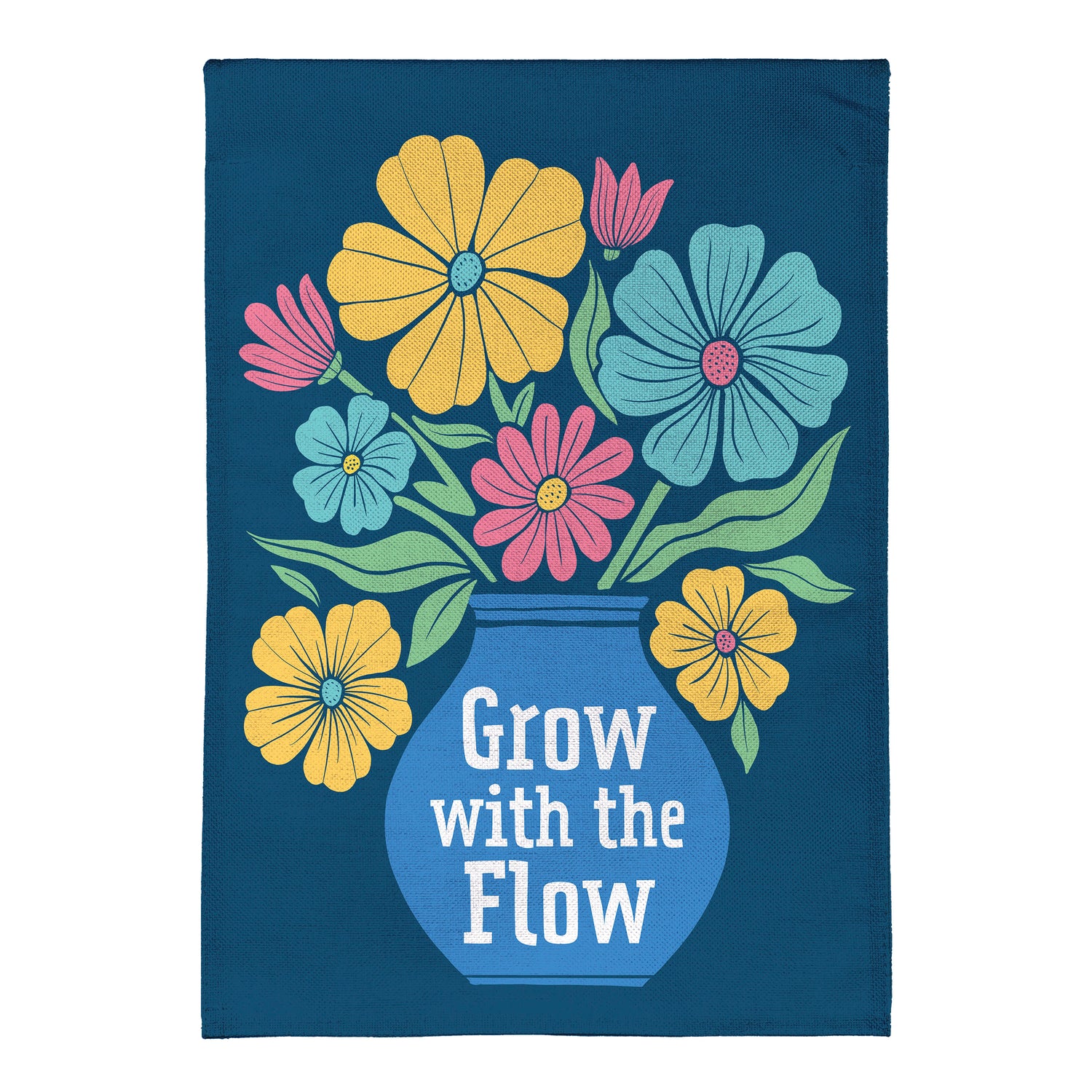 Grow with the Flow Burlap Garden Flag – Evergreen