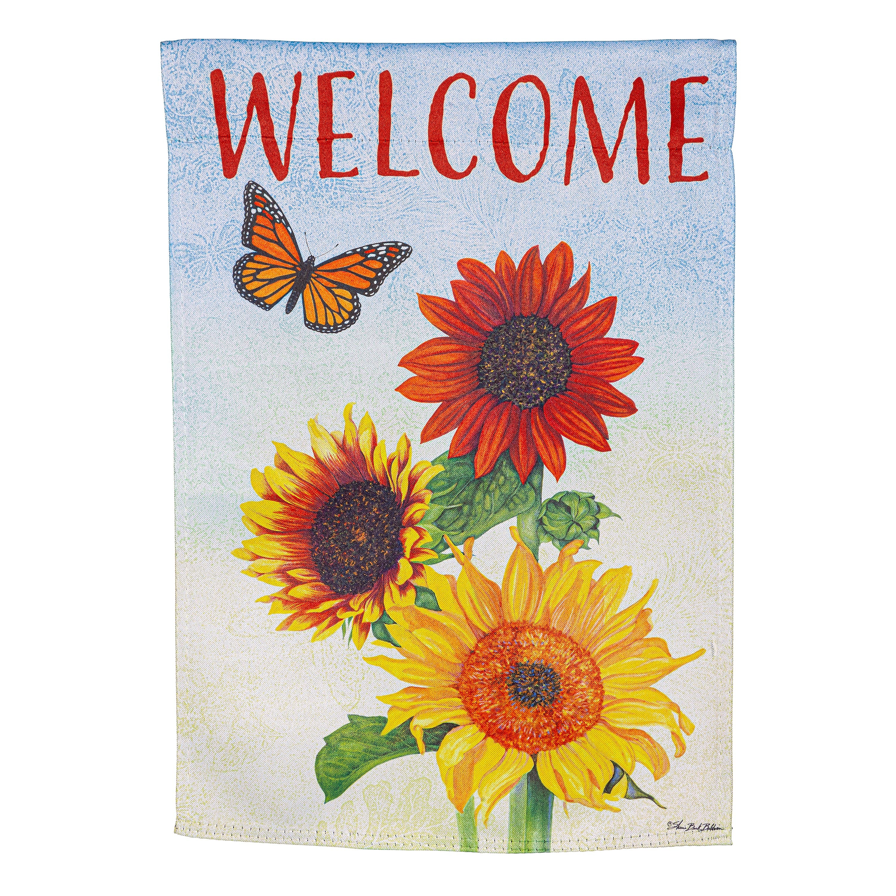 Sunflower Trio Suede Garden Flag – Evergreen