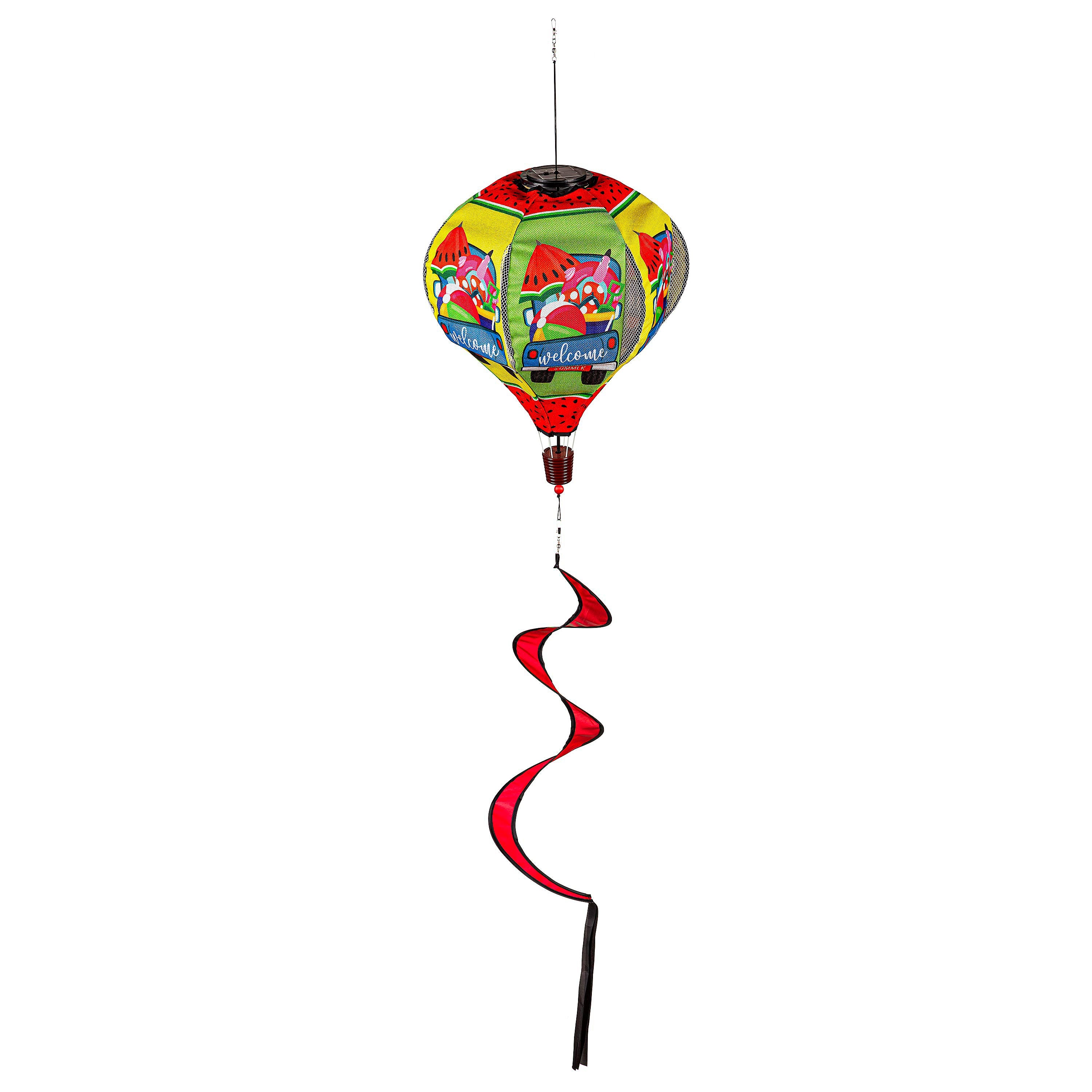 Welcome Summer Truck Solar Lit Burlap Balloon Spinner