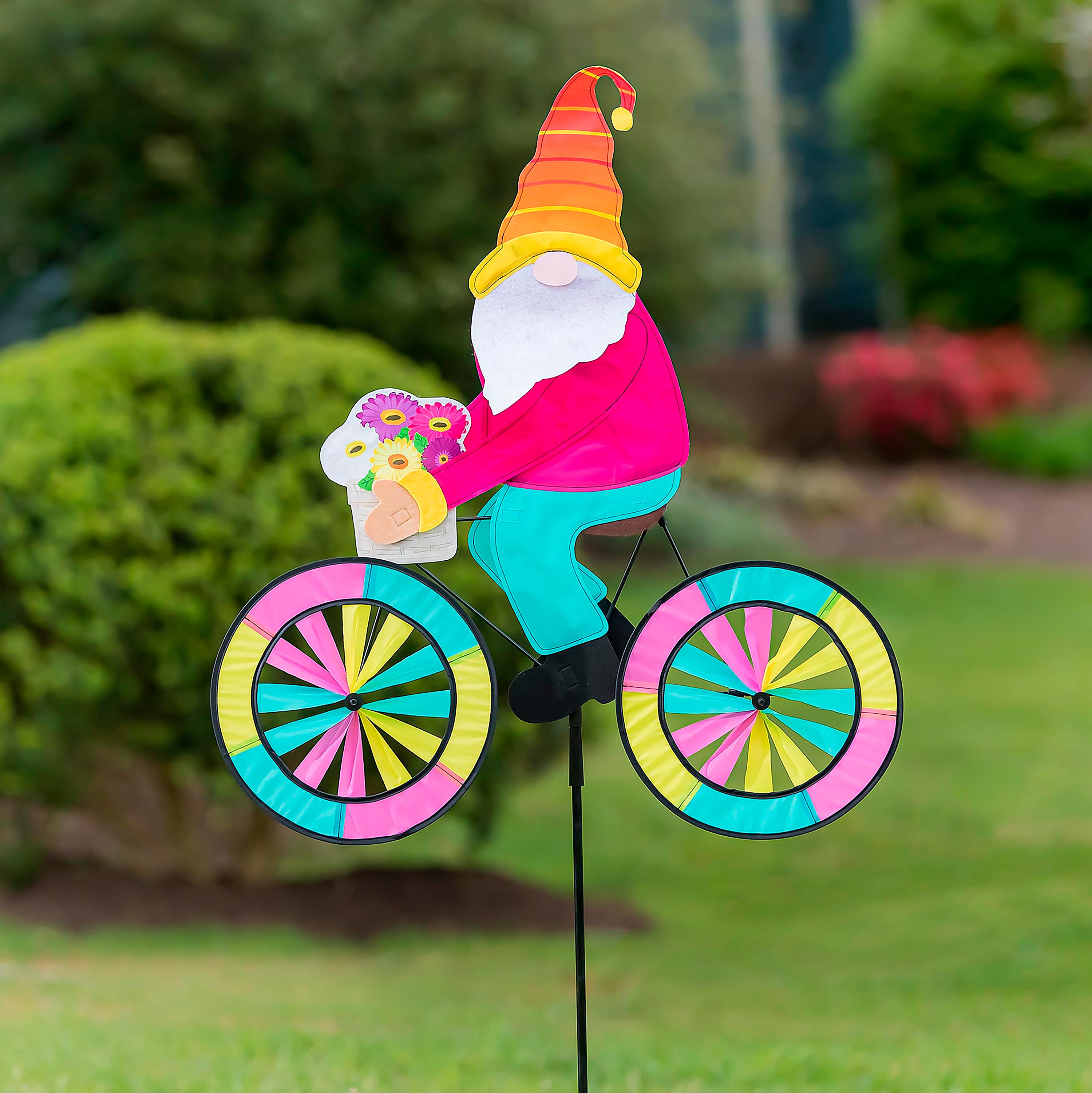 Spring Gnome Bicycle Spinner Evergreen