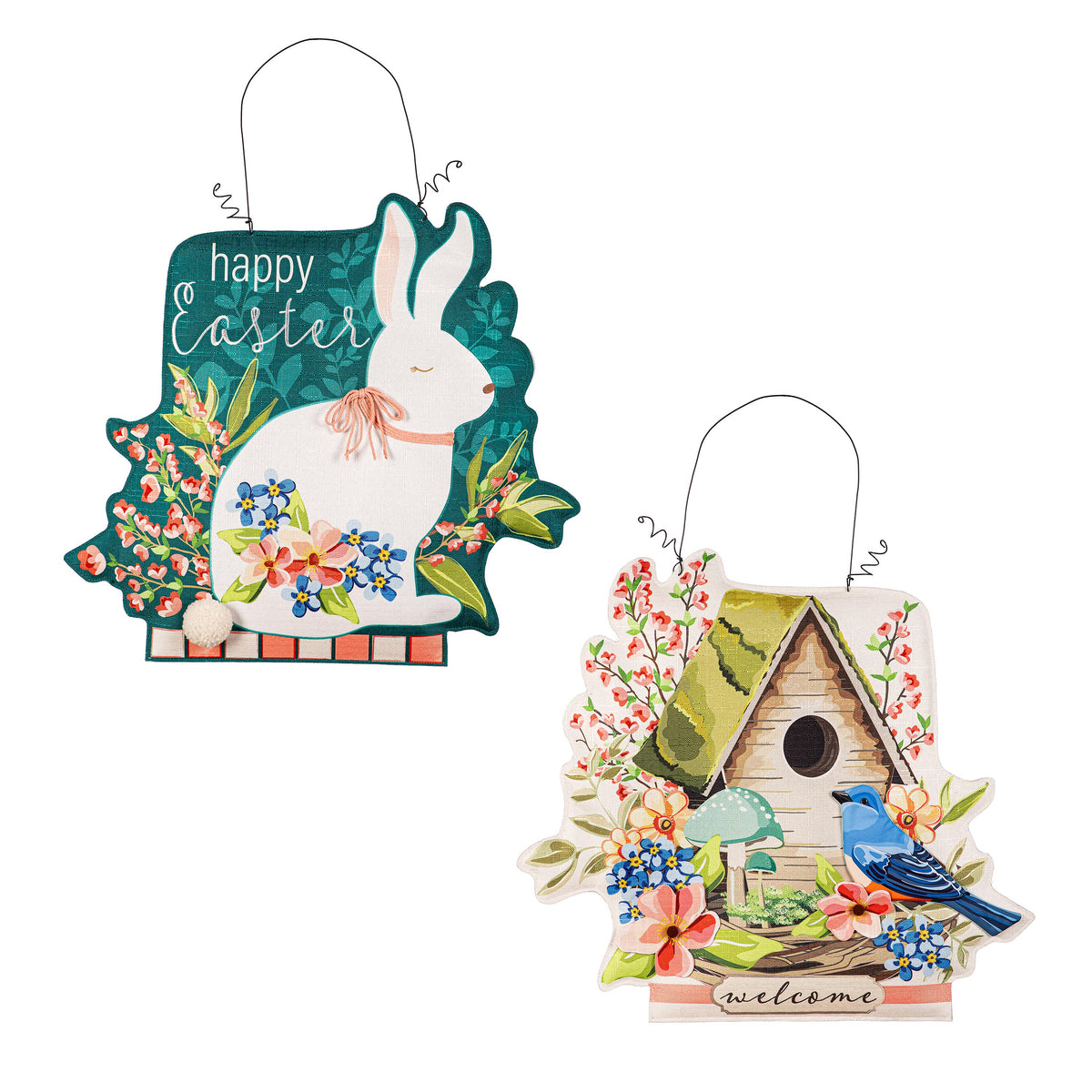 Spring Birdhouse Bunny with Floral Double Sided Estate