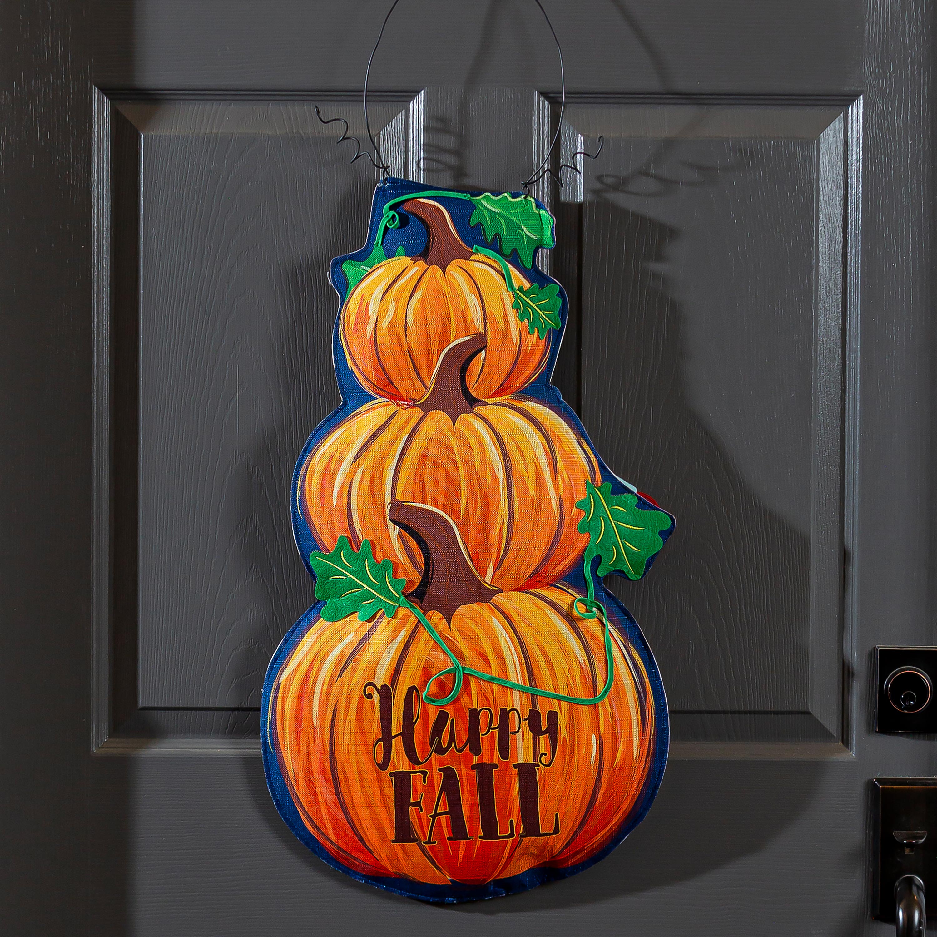 Fall Pumpkin Stack Door 2024 Hanger ,Halloween Decor.