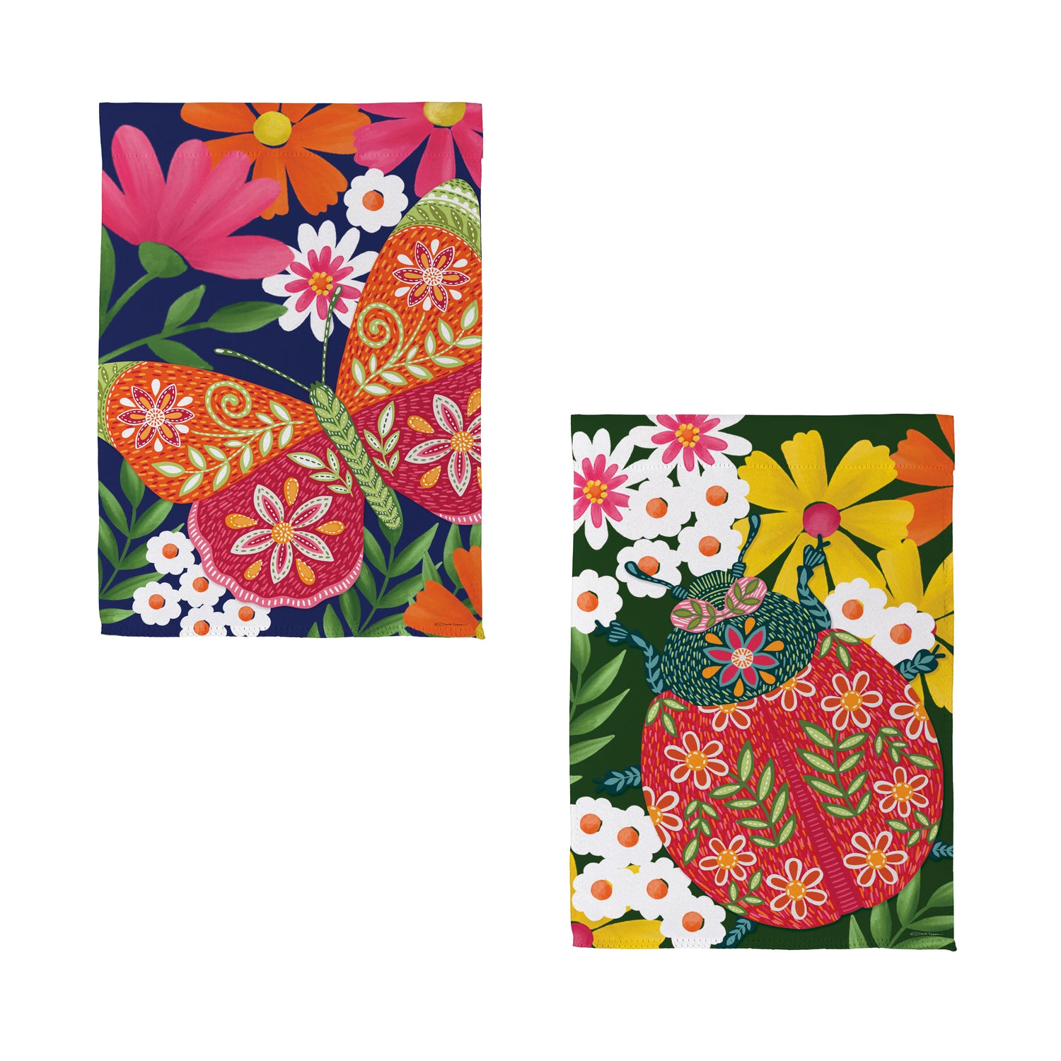 Bloom & Burst Floral Suede House Flag Front & Back – Evergreen
