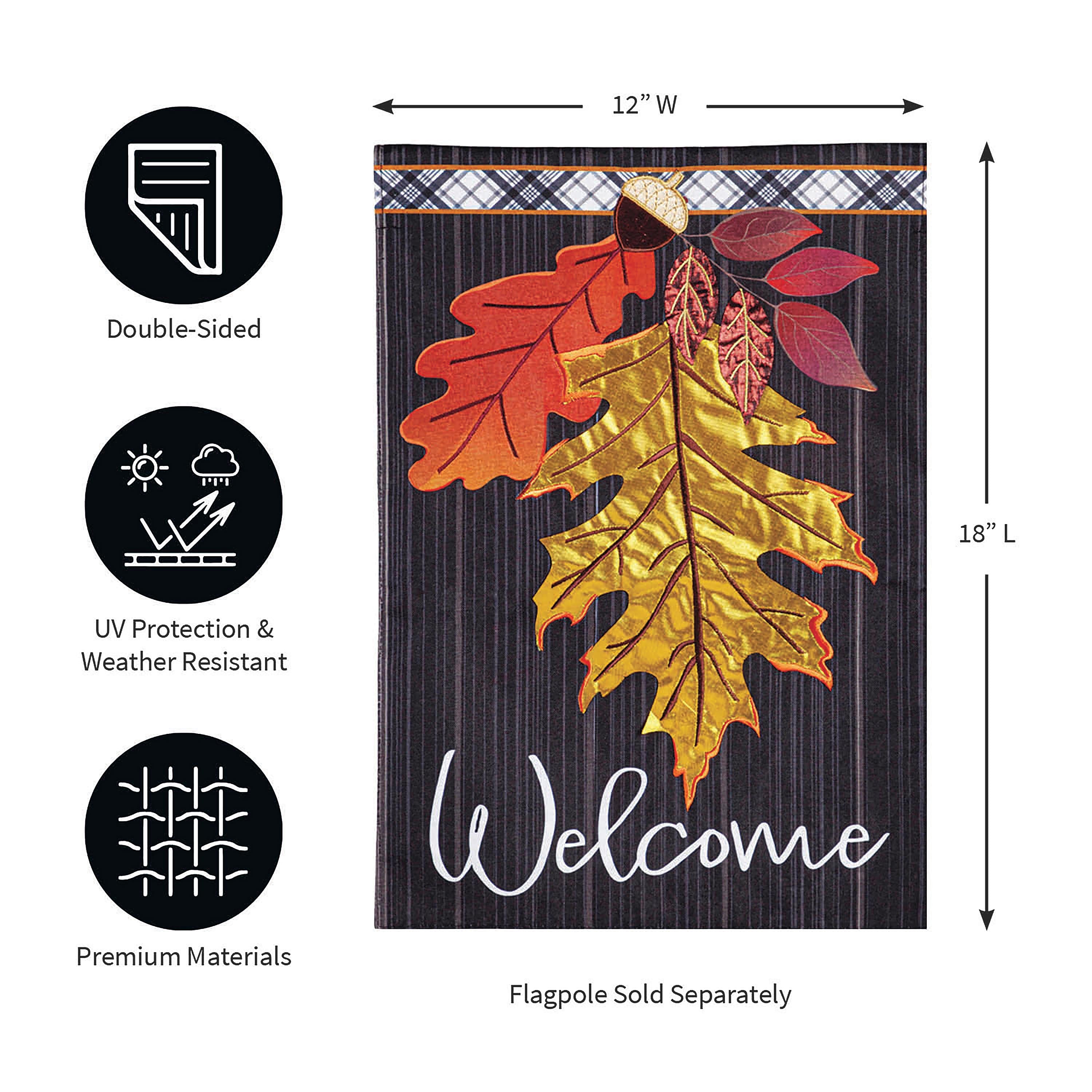 A*n様 Autumn Welcome Autumn Leaves Linen Garden Flag – Evergreen