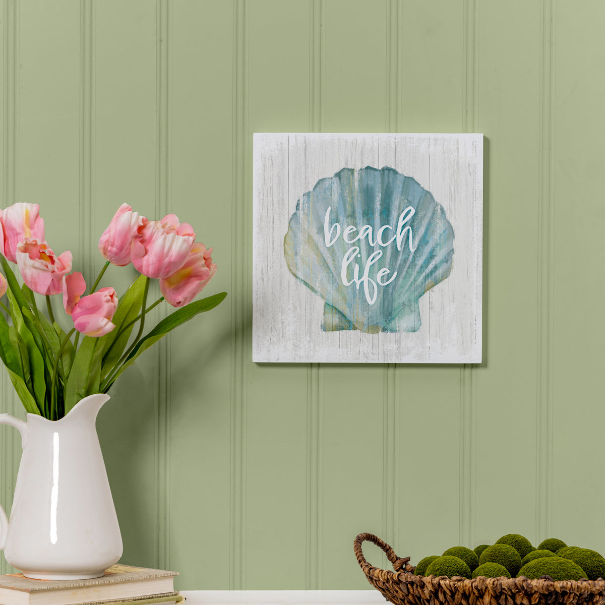 Coastal Wooden Wall Art Life Shell 12x12