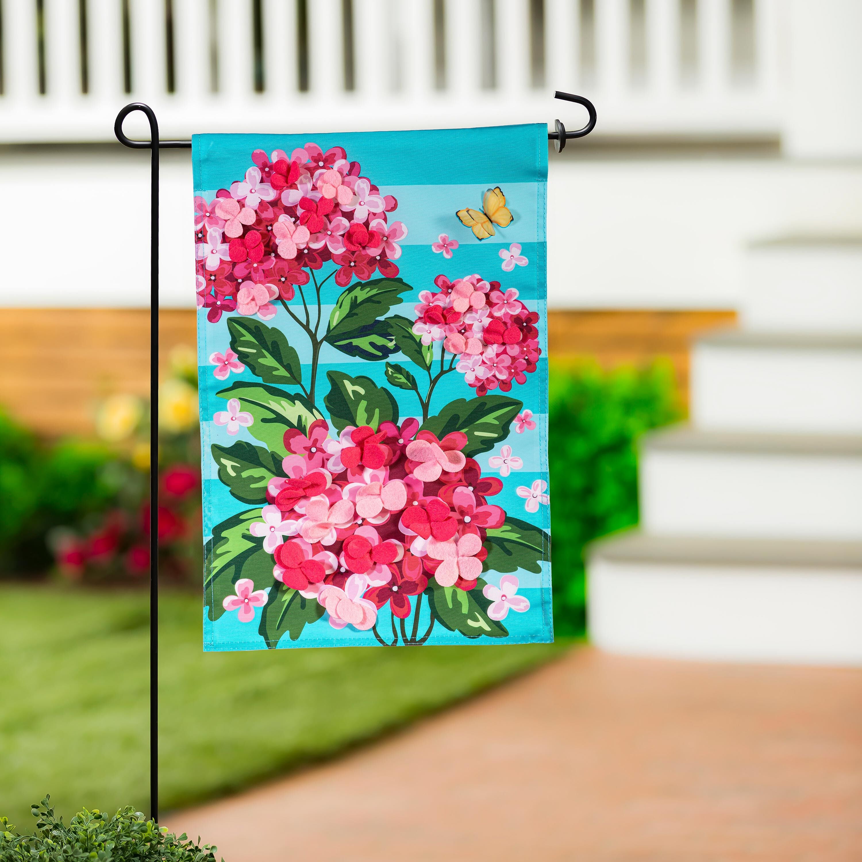 Evergreen Hydrangeas Applique Garden Flag - Thumbnail 2