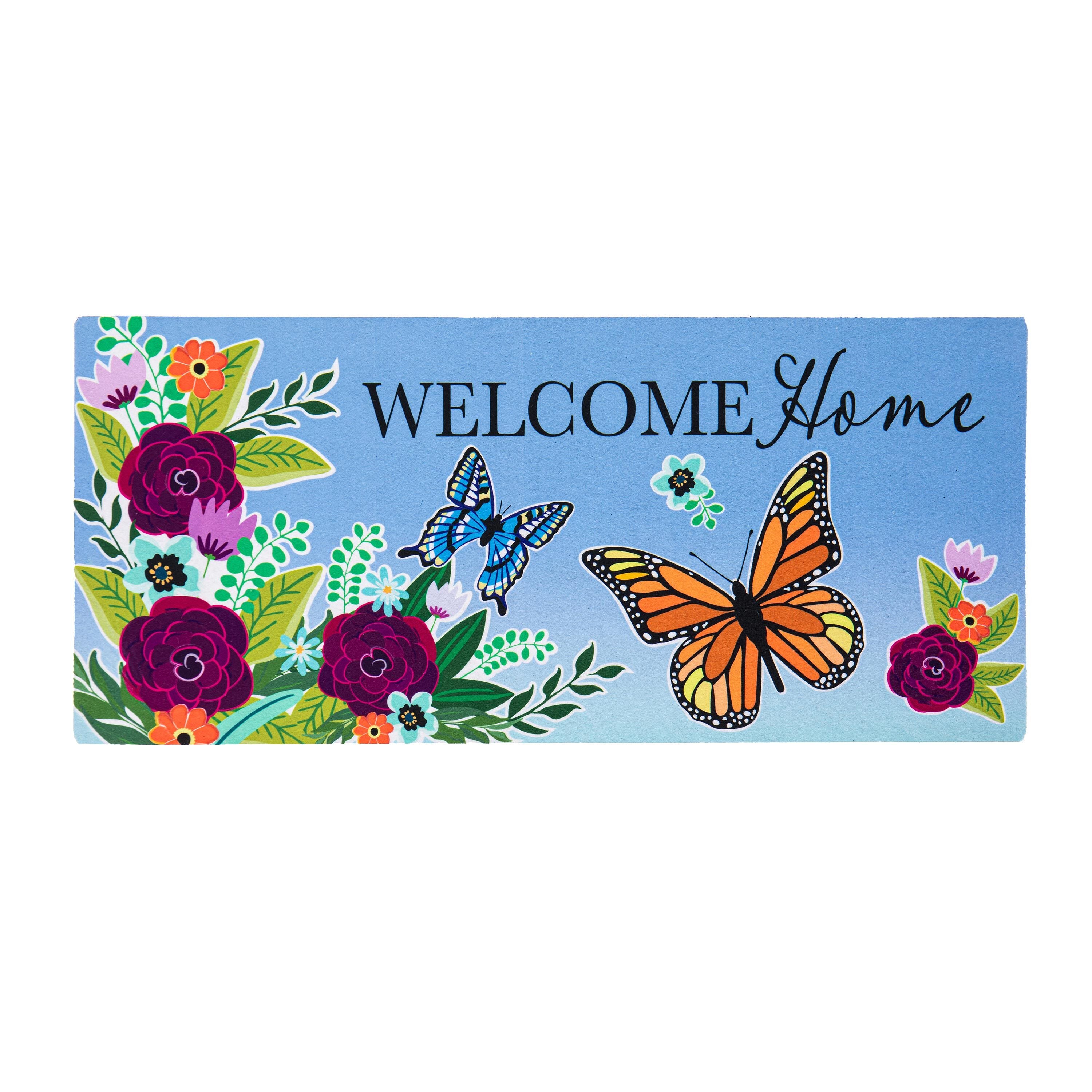 Welcome Home Butterflies Sassafras Switch Mat – Evergreen