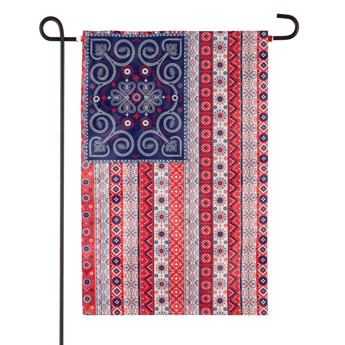 Boho Racing Flags American BOHO By JG, Applique Garden Flags – Evergreen