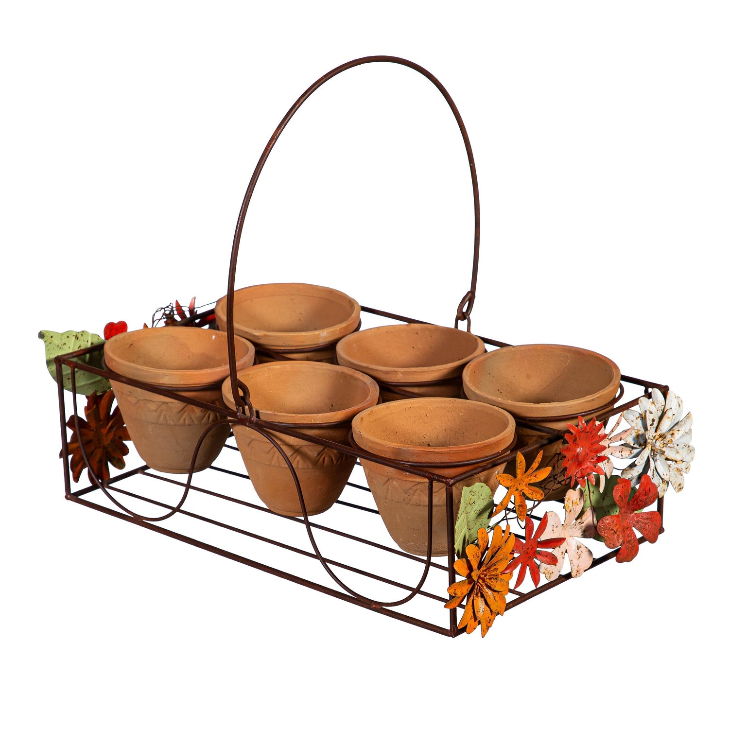 where buy plant pots What She Shed Planters, Metal Stand with Terracotta Planters, Floral D