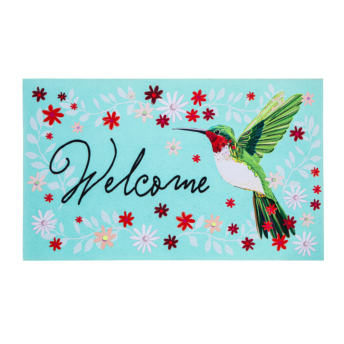 Hummingbird Welcome Mat Hummingbird Welcome Friends Sassafras Estate Switch Mat – Evergreen