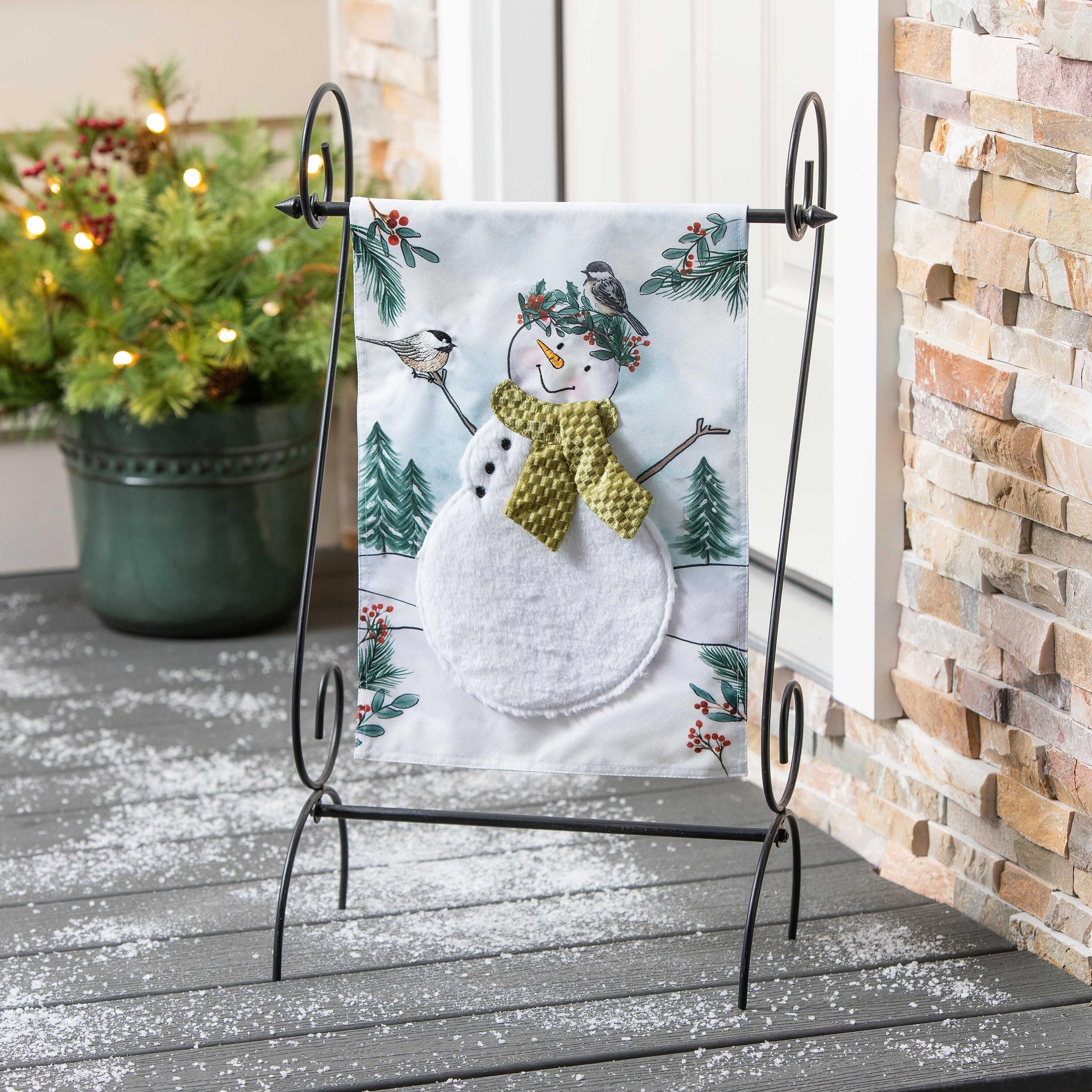 Evergreen Snowman Garden Flag