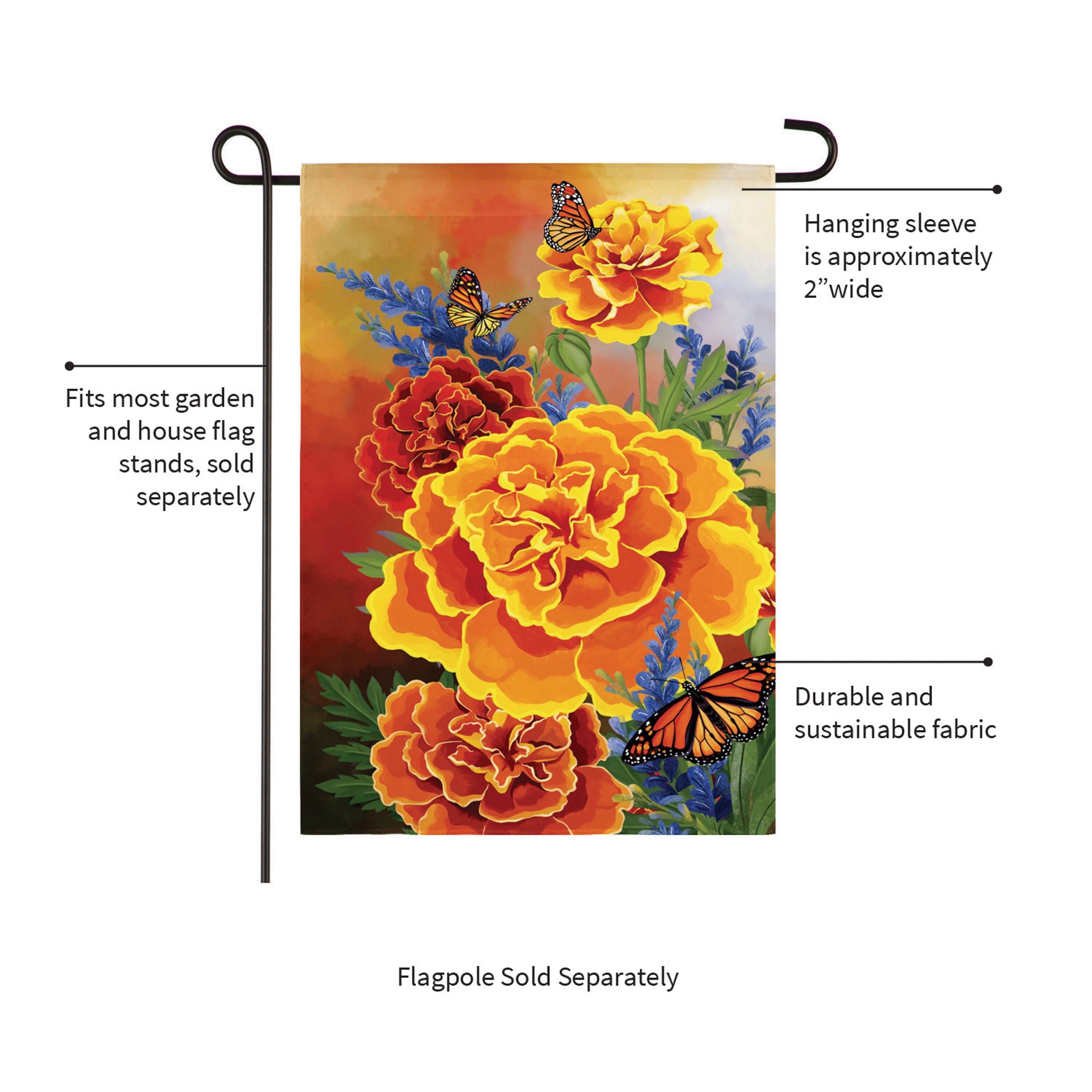 Mariposa Melody Burlap Garden Flag – Evergreen