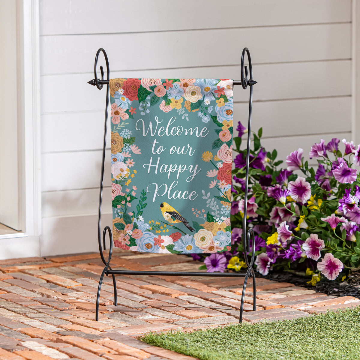 Sentimental Flag Cottage Garden Sentimental Suede Garden Flag – Evergreen