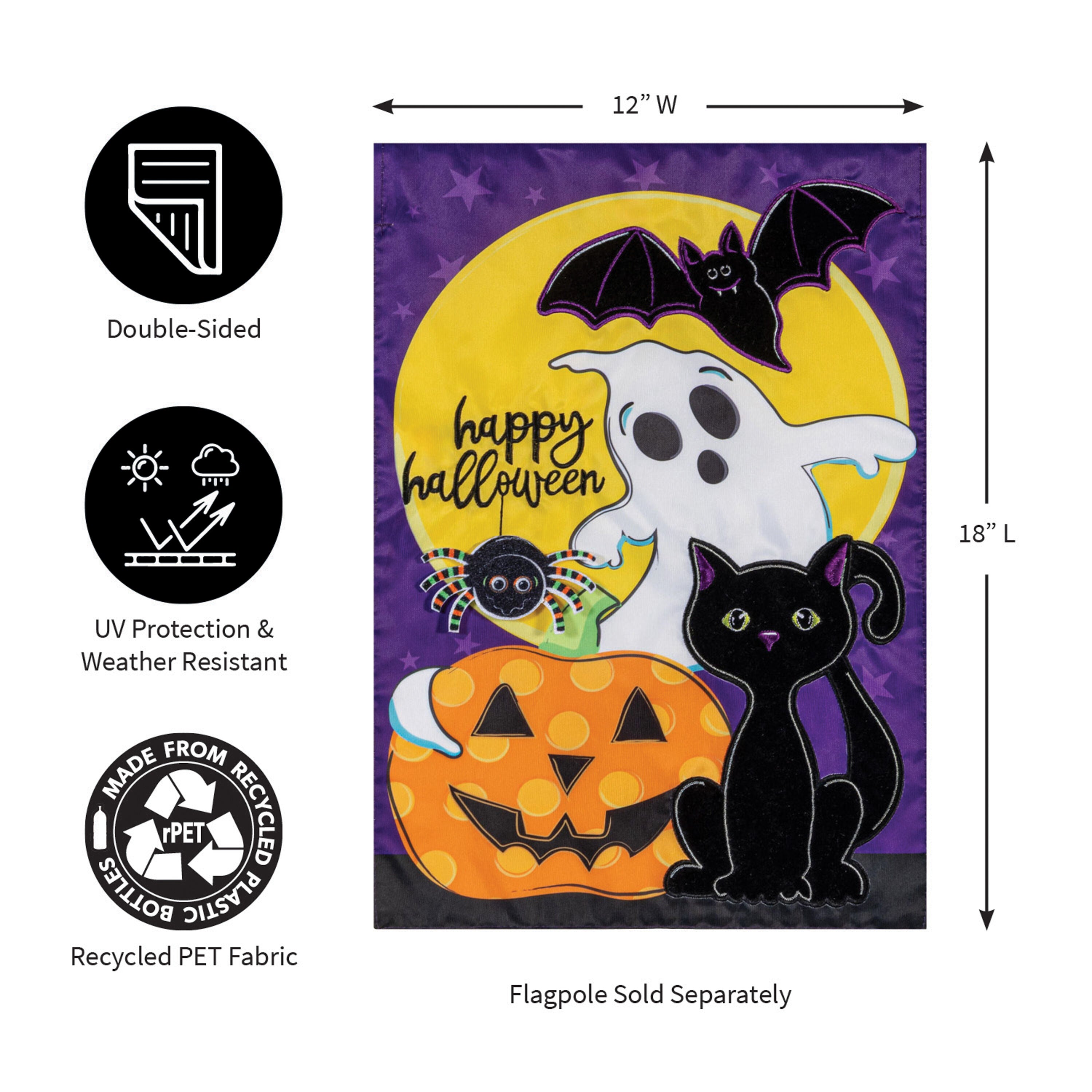 Halloween Friends Applique Garden Flag – Evergreen