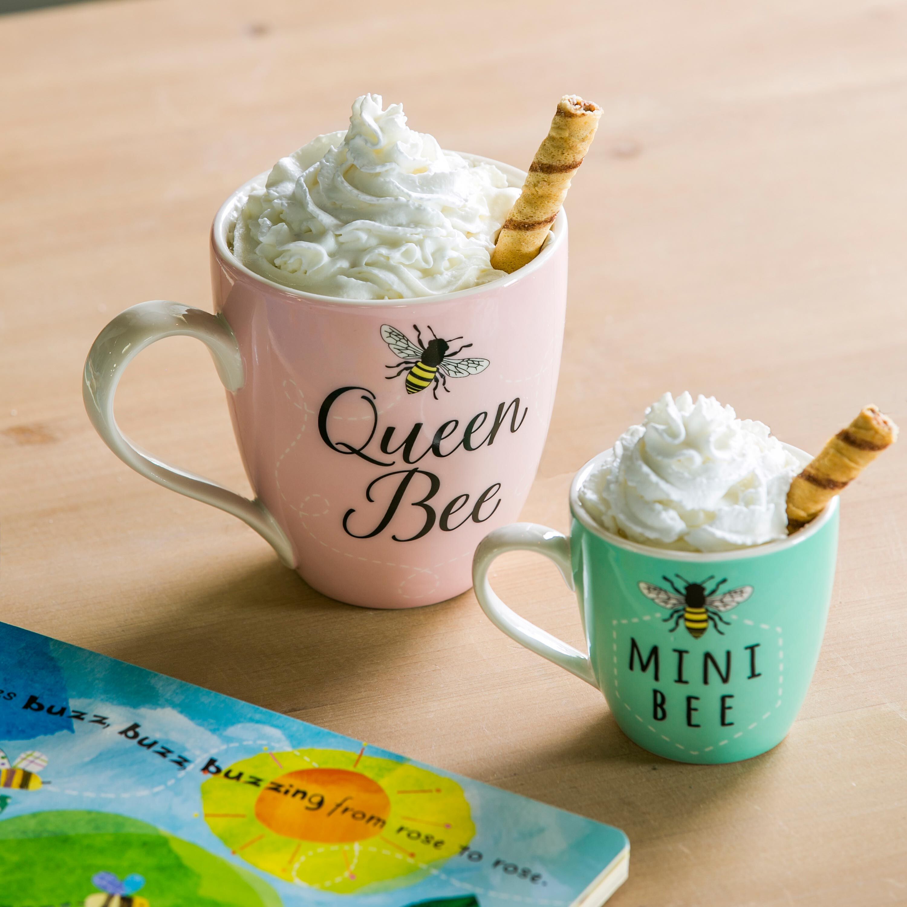 queenbee 花魁(小) Mommy and Me Ceramic Cup Gift set, 17 oz, Queen Bee Mini Bee