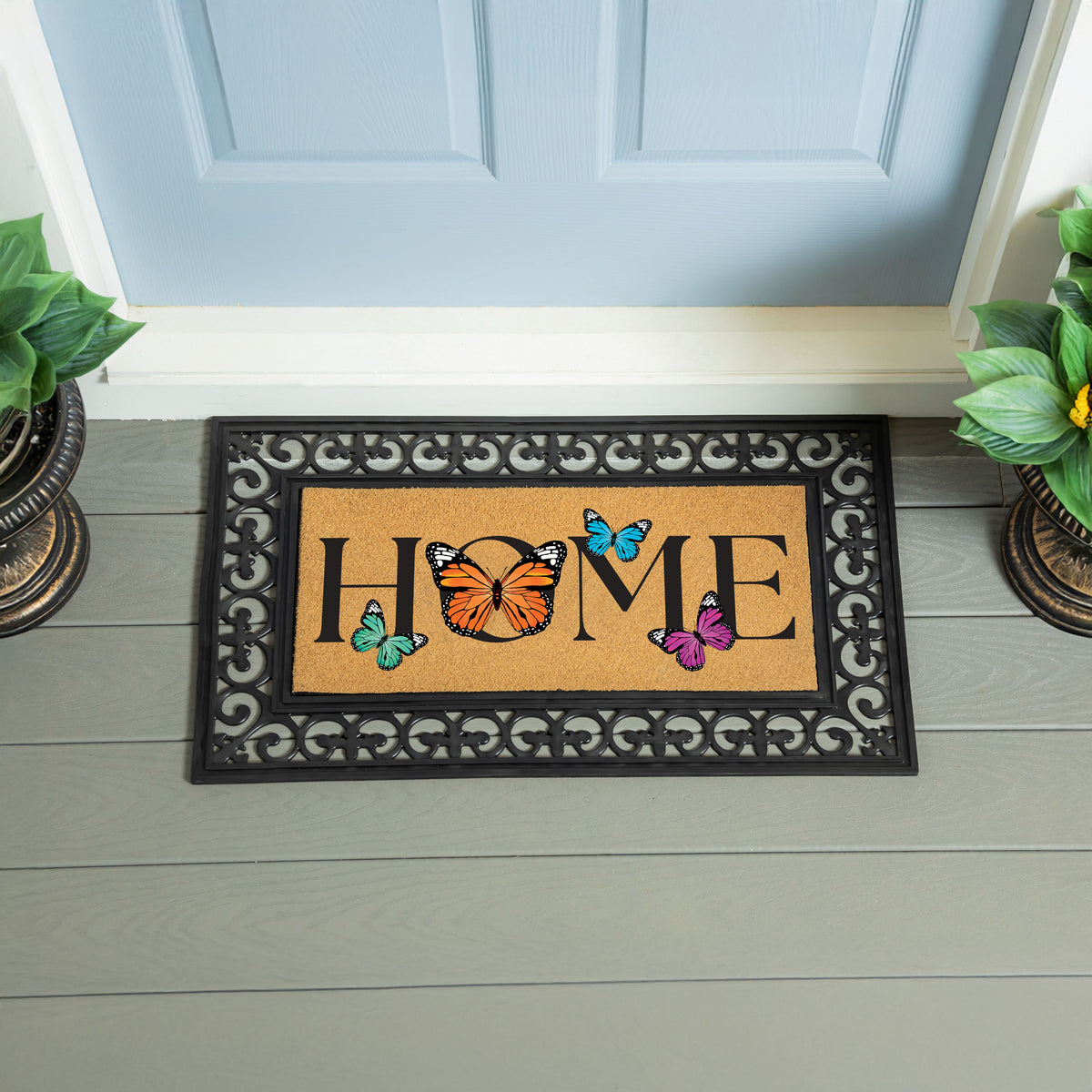 Shutter Mat Pollinator Garden Butterfly Family, Flocked Coir Sassafras Switch Mat ...