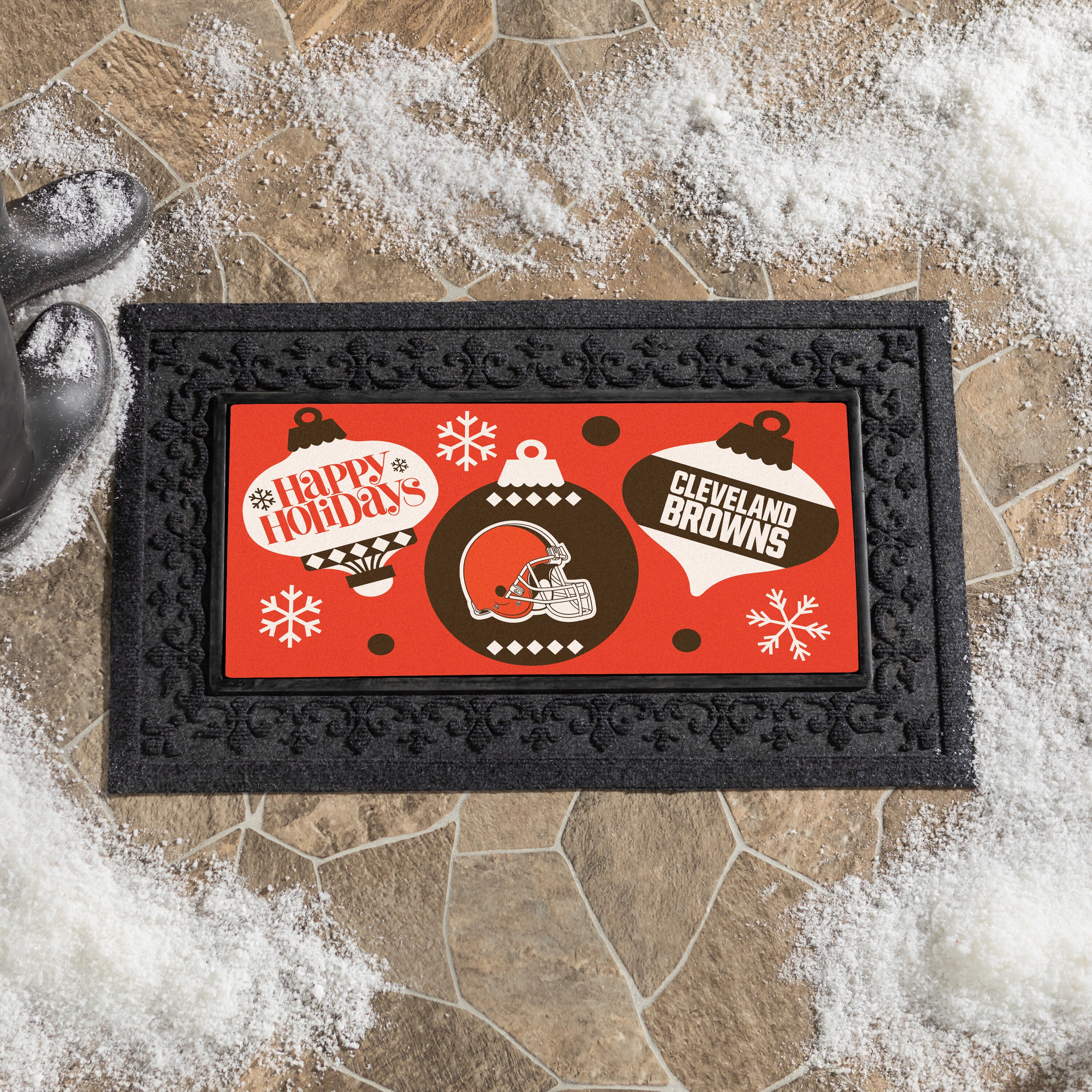 Cleveland Browns Holiday Flocked Coir Sassafras Switch Mat, 22
