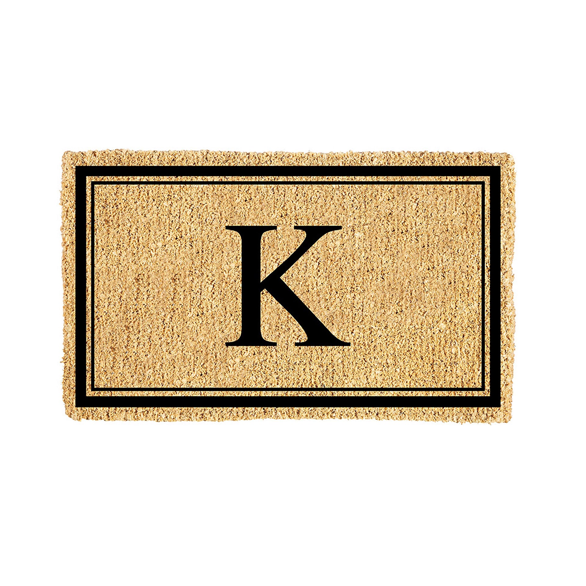 28" x 16" Monogram Coir Mat, Letter "K"