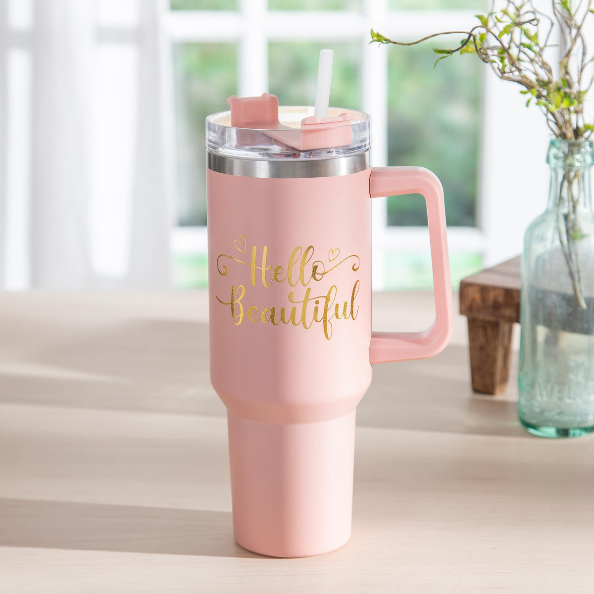 Hello Beautiful Canyon Cup, Double Wall Stainless Steel w/ Straw, 40oz ...