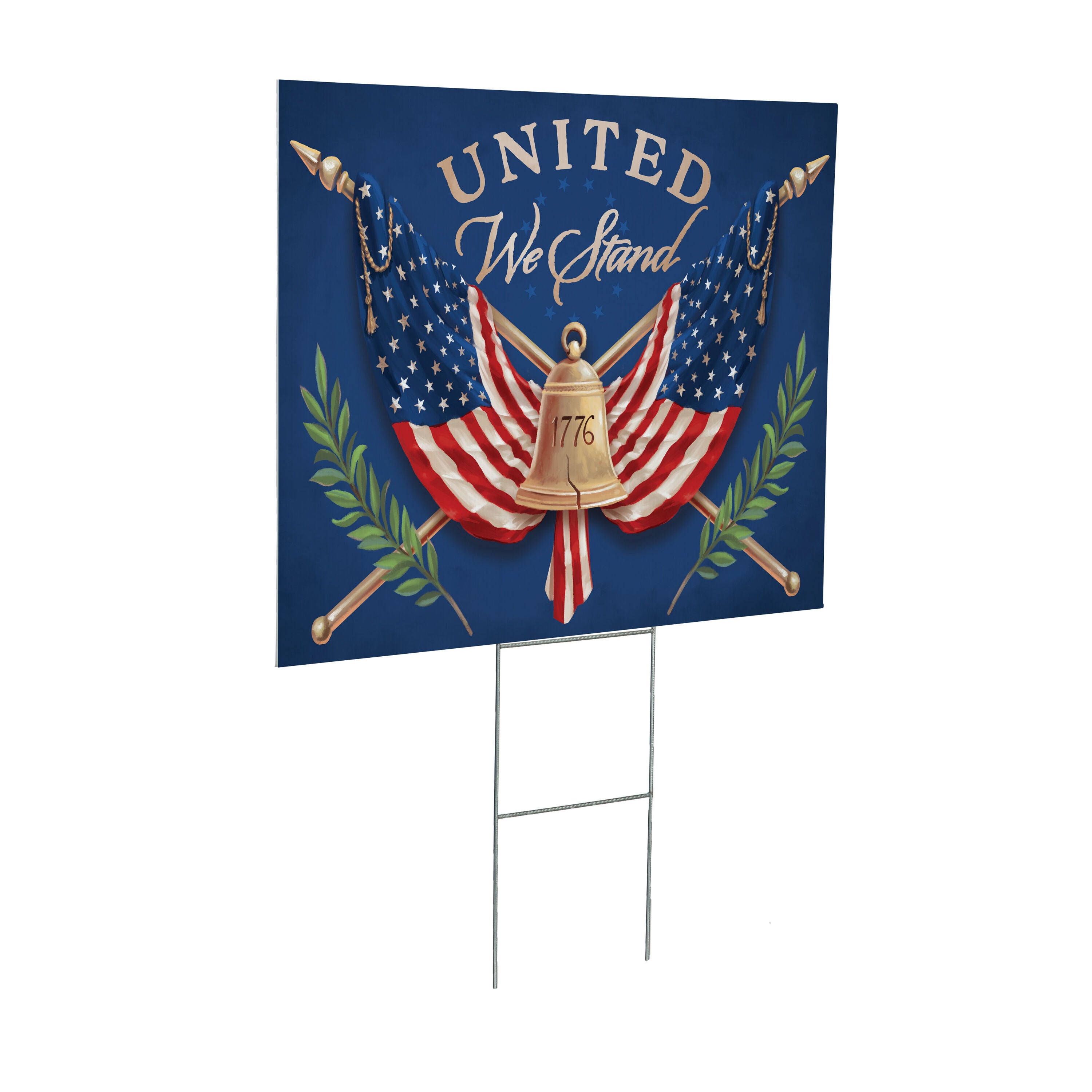 Americana Coroplast Yard Sign with H-Stake, United We Stand