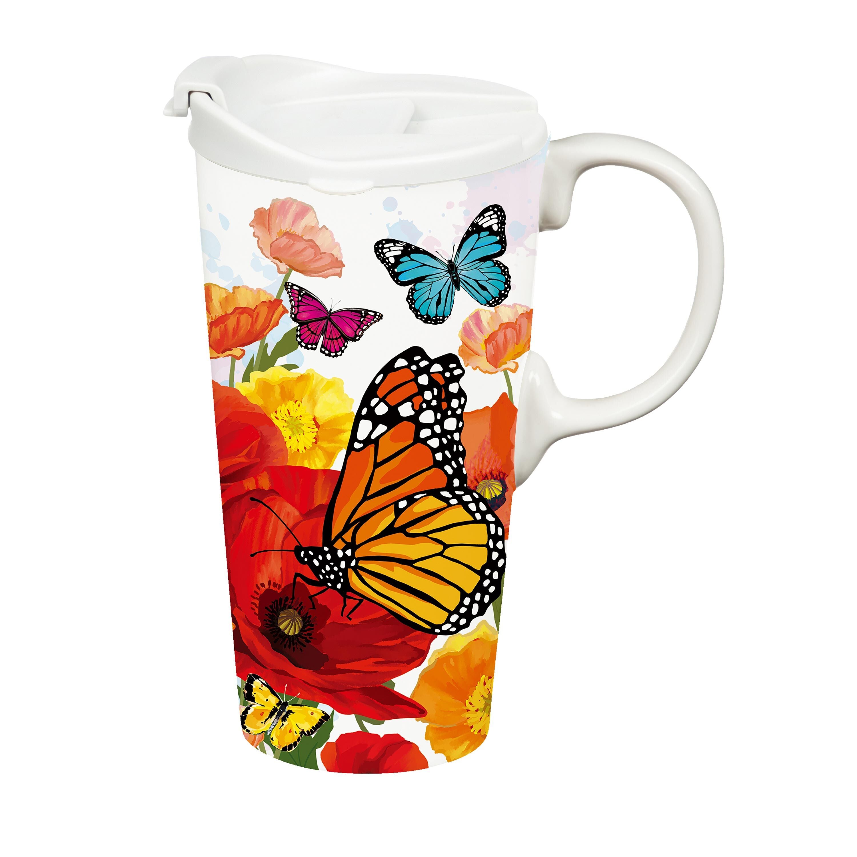 Monarch Butterfly and Friends Ceramic Perfect Cup, 17oz, Gift Box