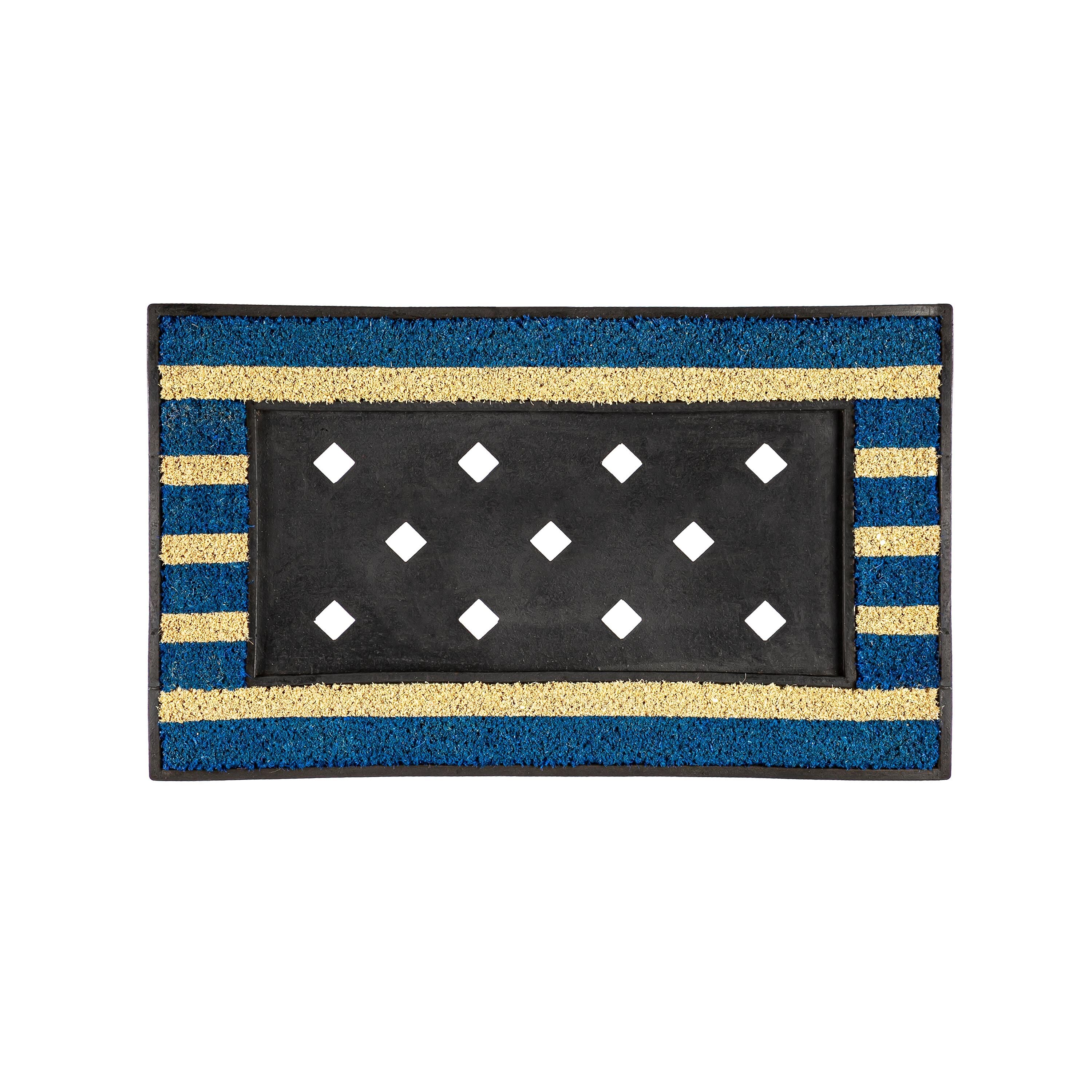Blue and White Stripe Coir Sassafras Switch Mat Tray, 30