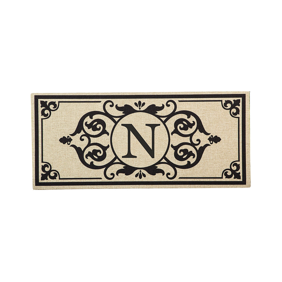 Cambridge Monogram Burlap Sassafras Switch Mat, Letter N – Evergreen