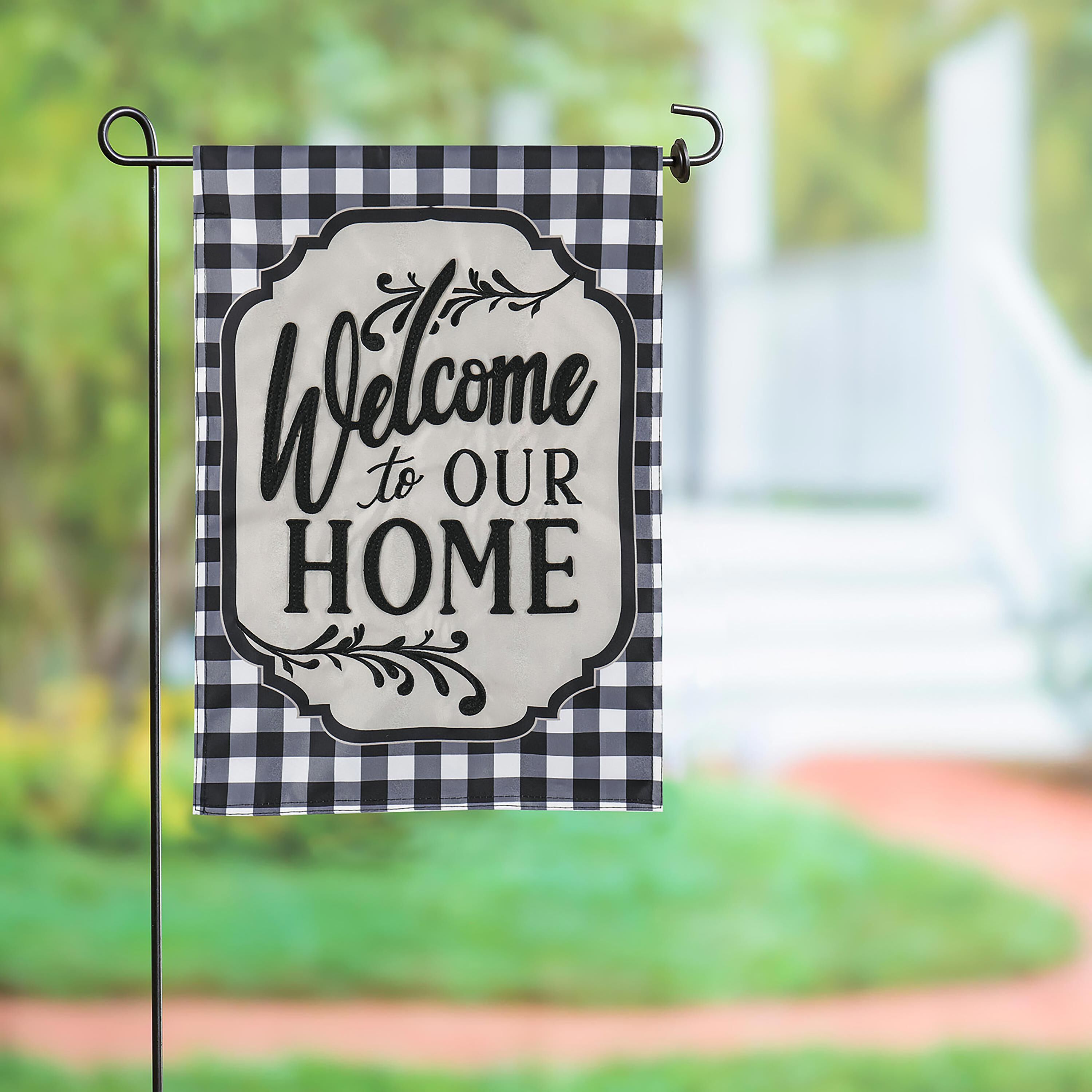 Evergreen Welcome Home Garden Applique Flag