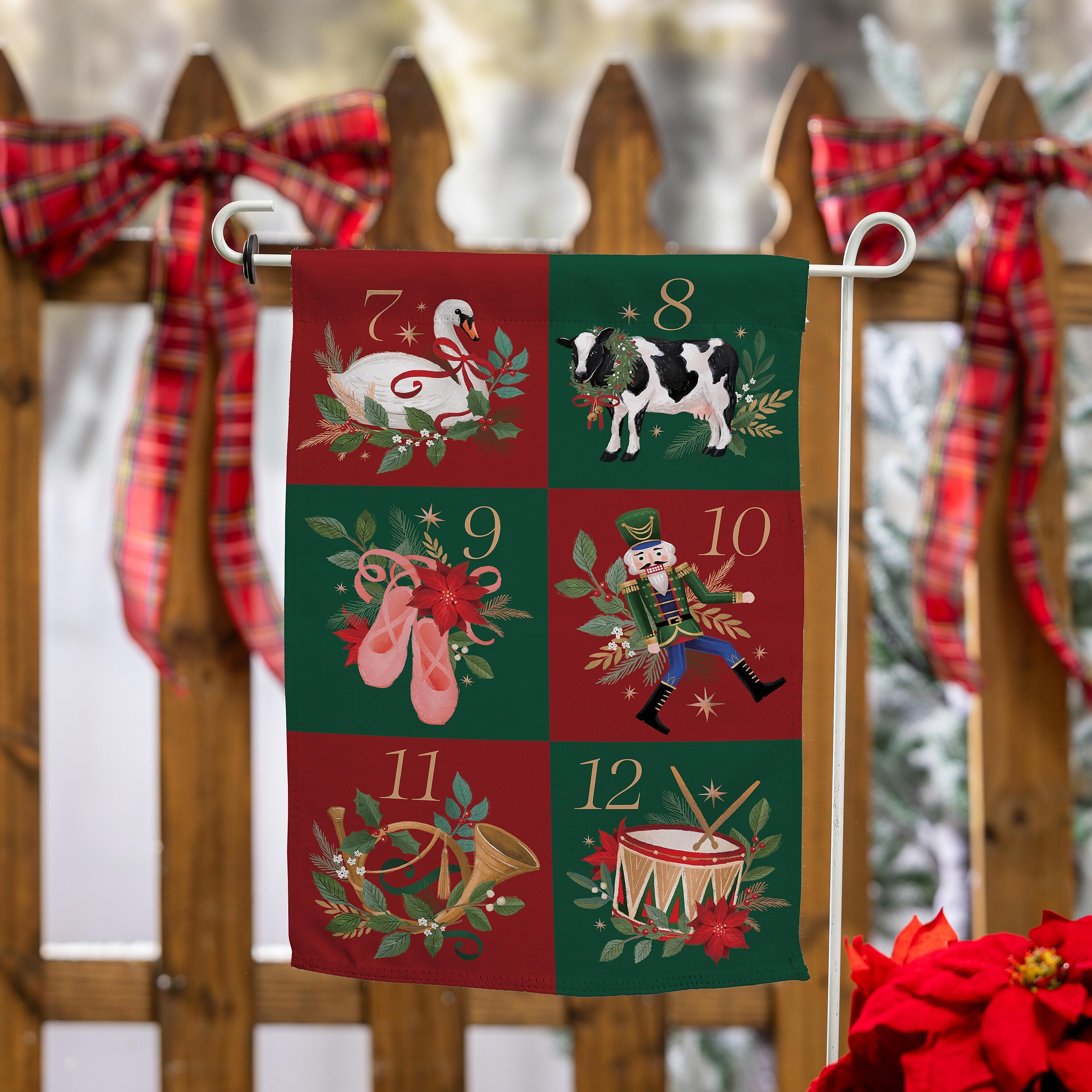 12 Days of Christmas Suede Garden Flag – Evergreen