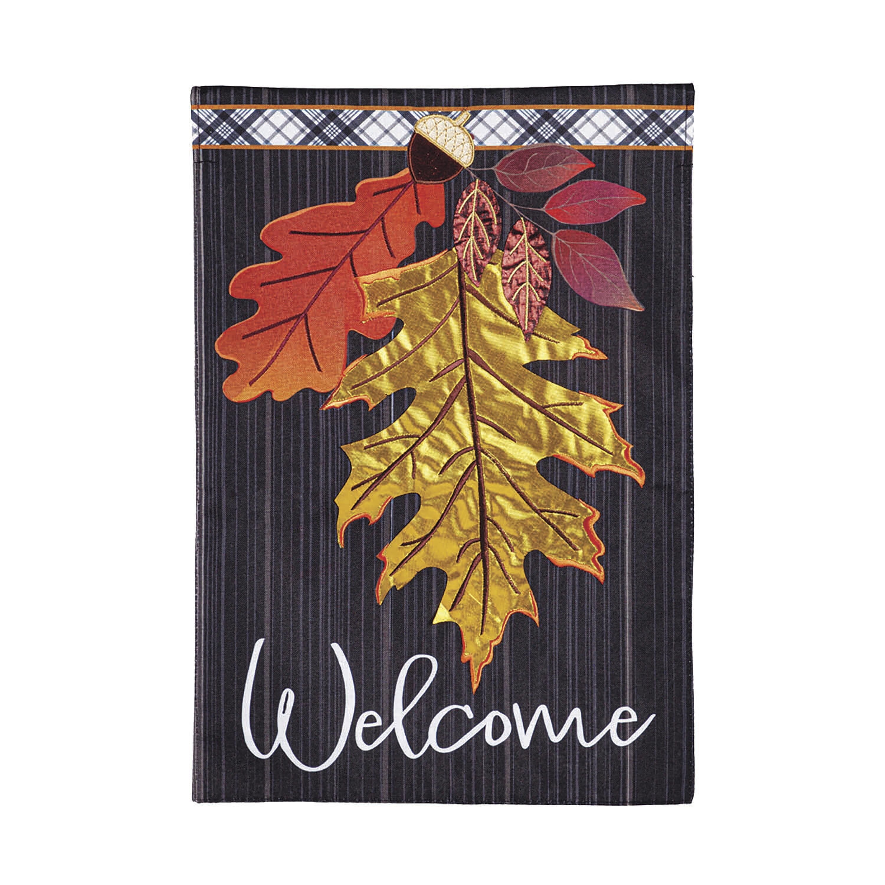 Welcome Autumn Leaves Linen Garden Flag – Evergreen