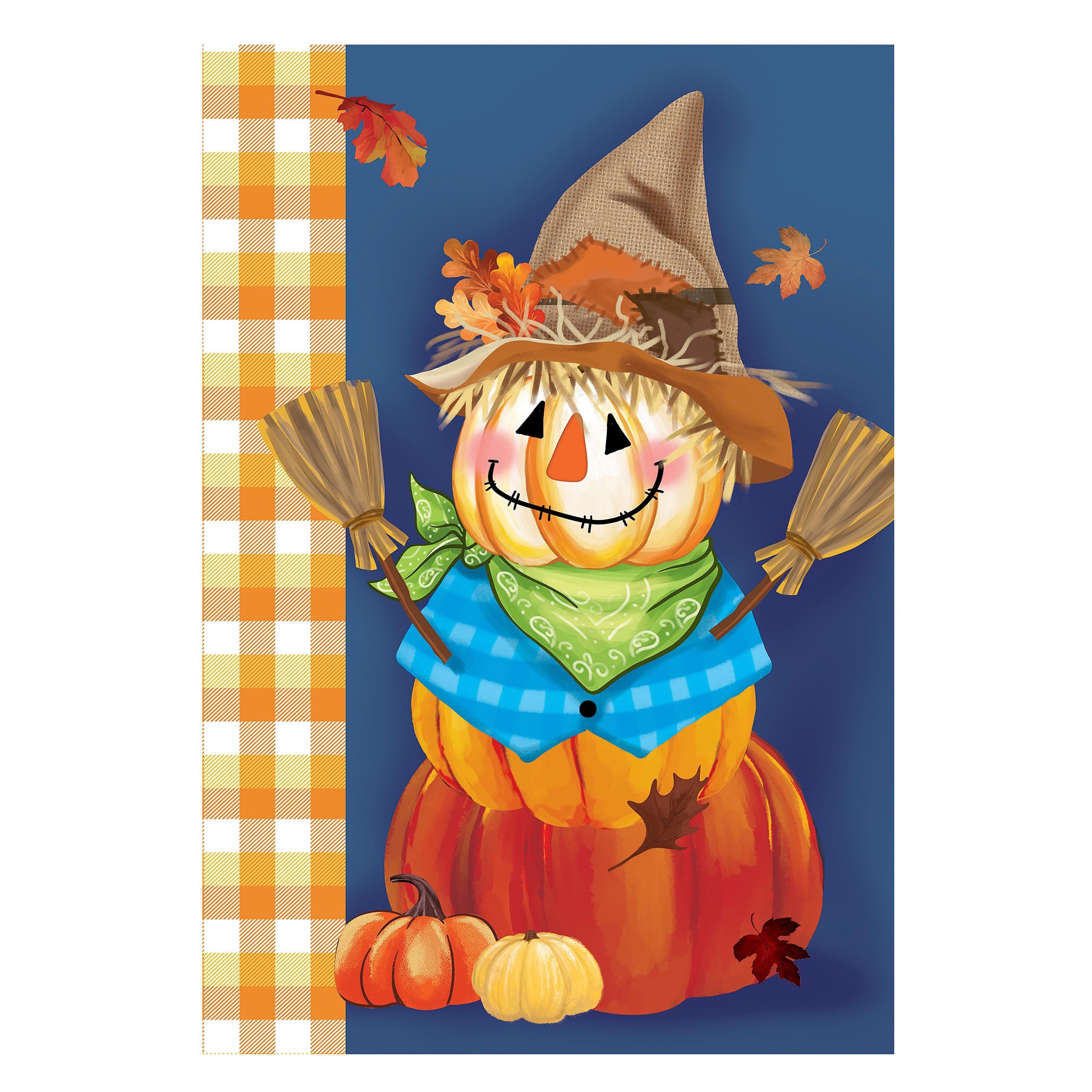 Scarecrow Pumpkin Stack Suede Garden Flag – Evergreen