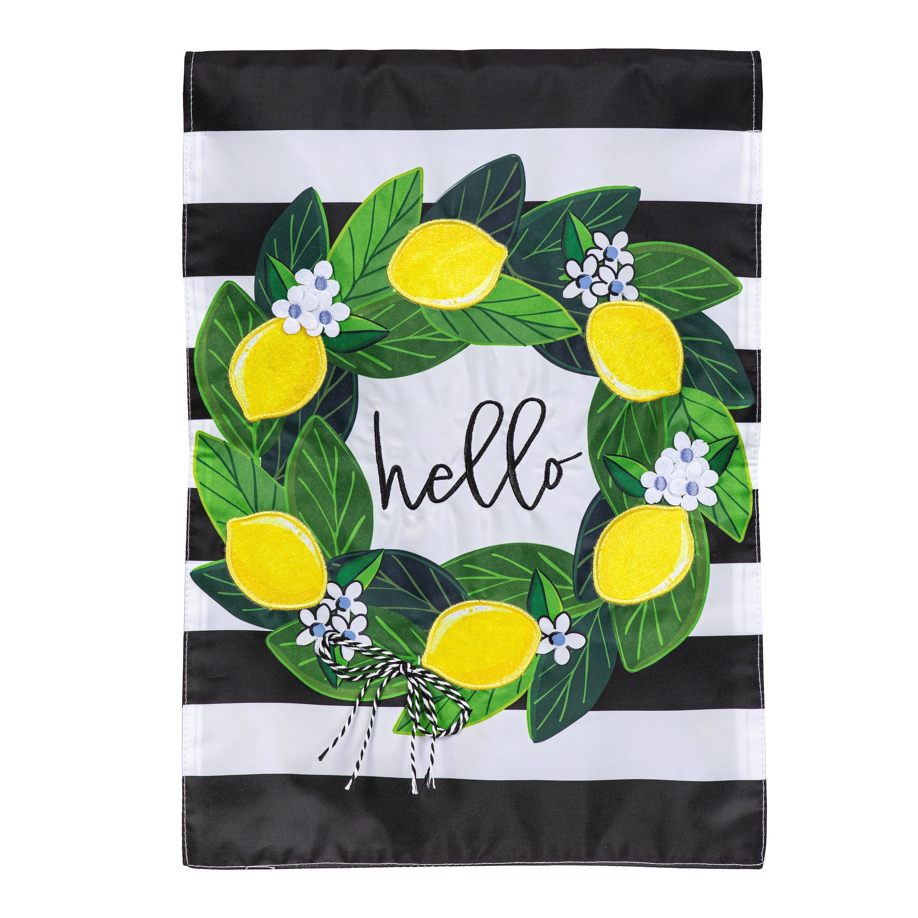 Magnolia Leaves and Lemon Applique Garden Flag - Thumbnail 2