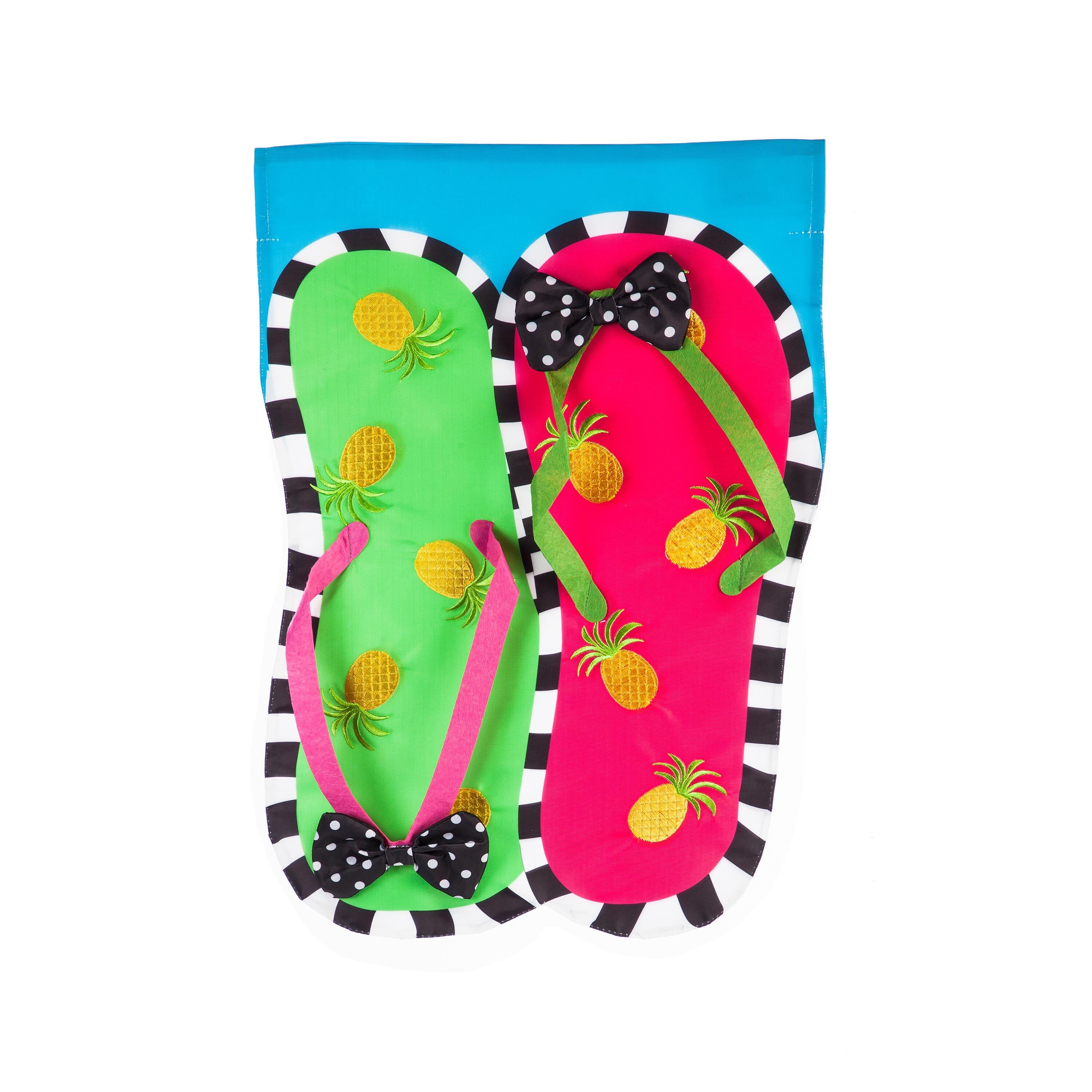 Pineapple Flip Flops Appliqué Garden Flag - Thumbnail 2