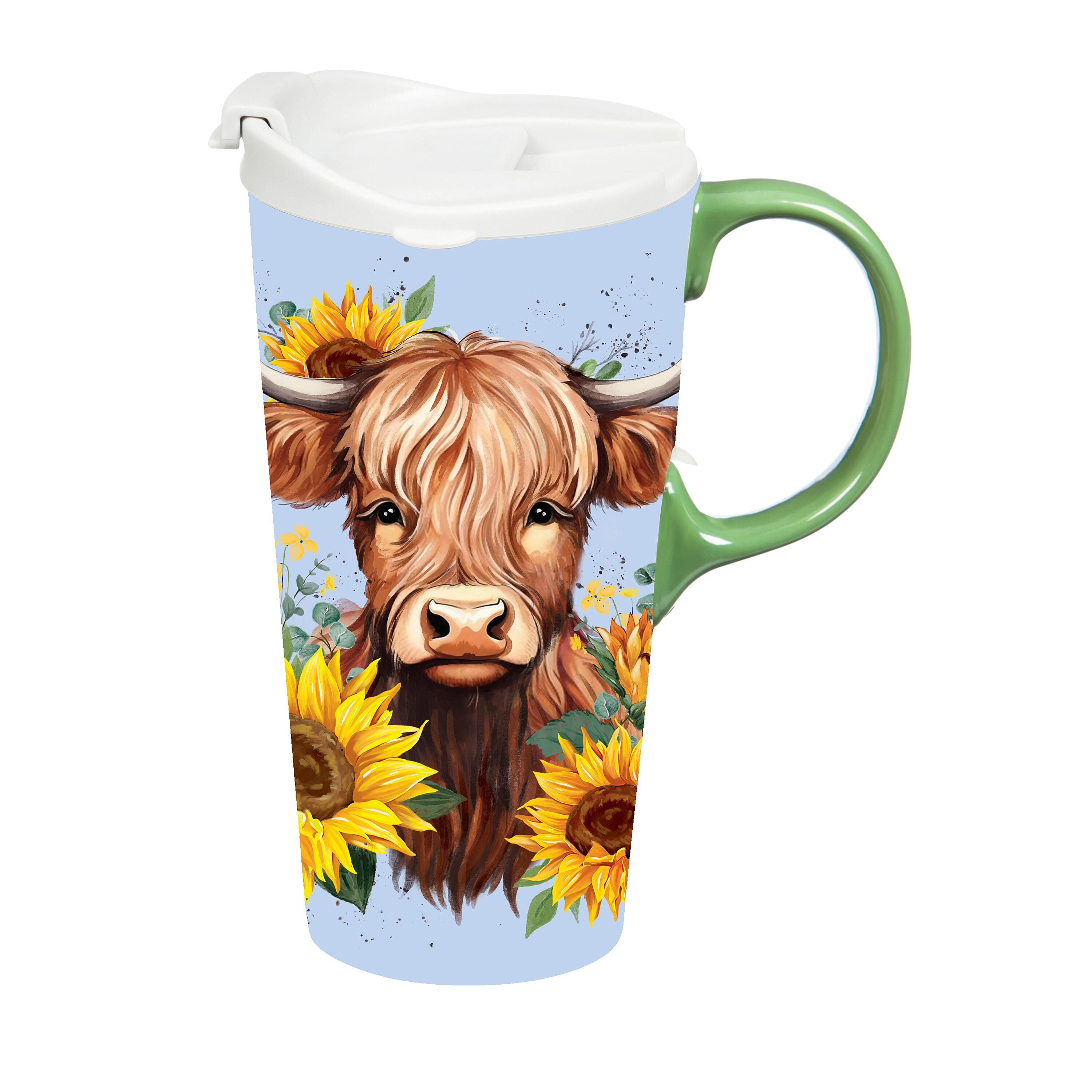 Harvest Blossom Highland Cow and Sunflowers Ceramic Perfect Cup