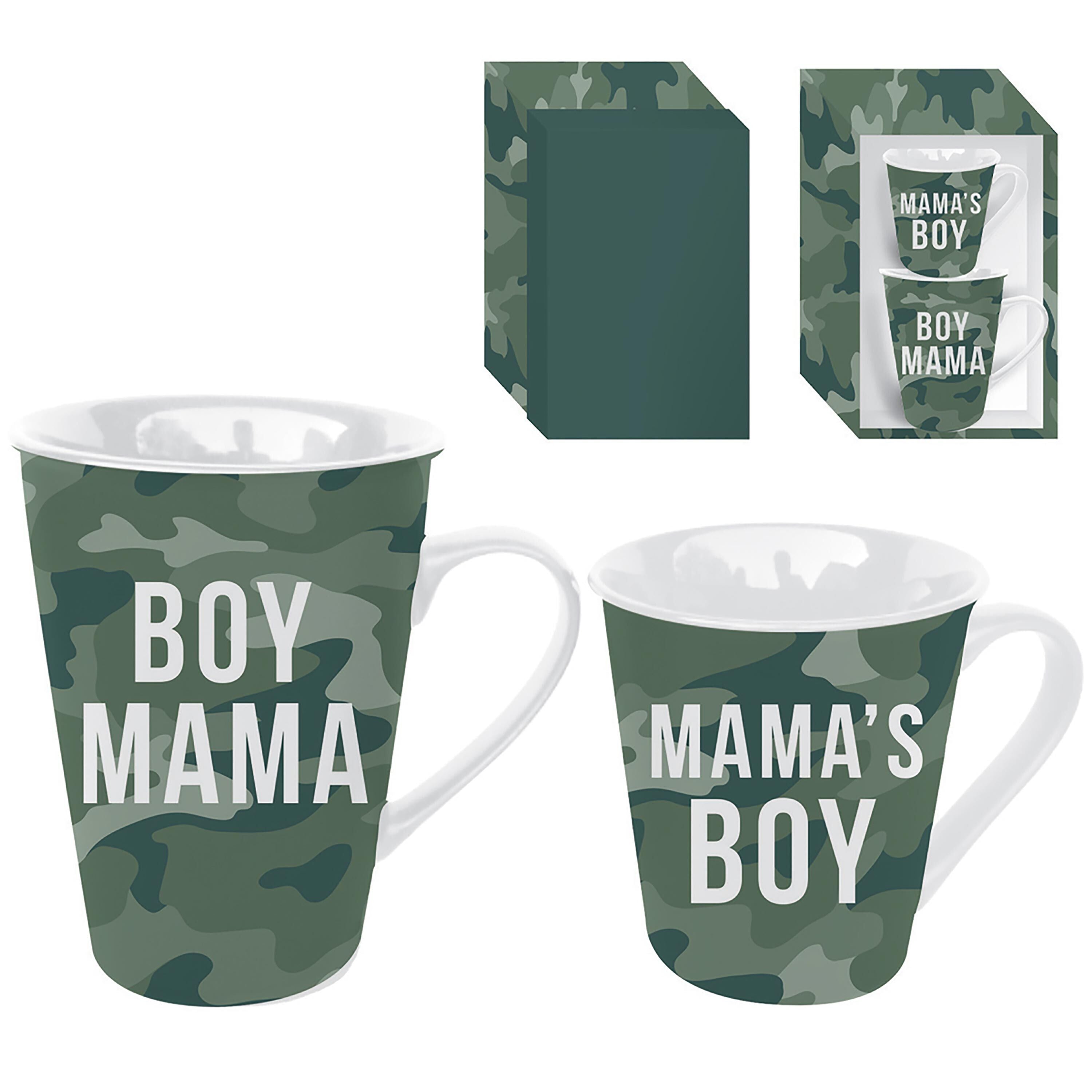 Mommy and Me Ceramic Cup Gift Set, 16 oz. and 8 oz., Boy Mama