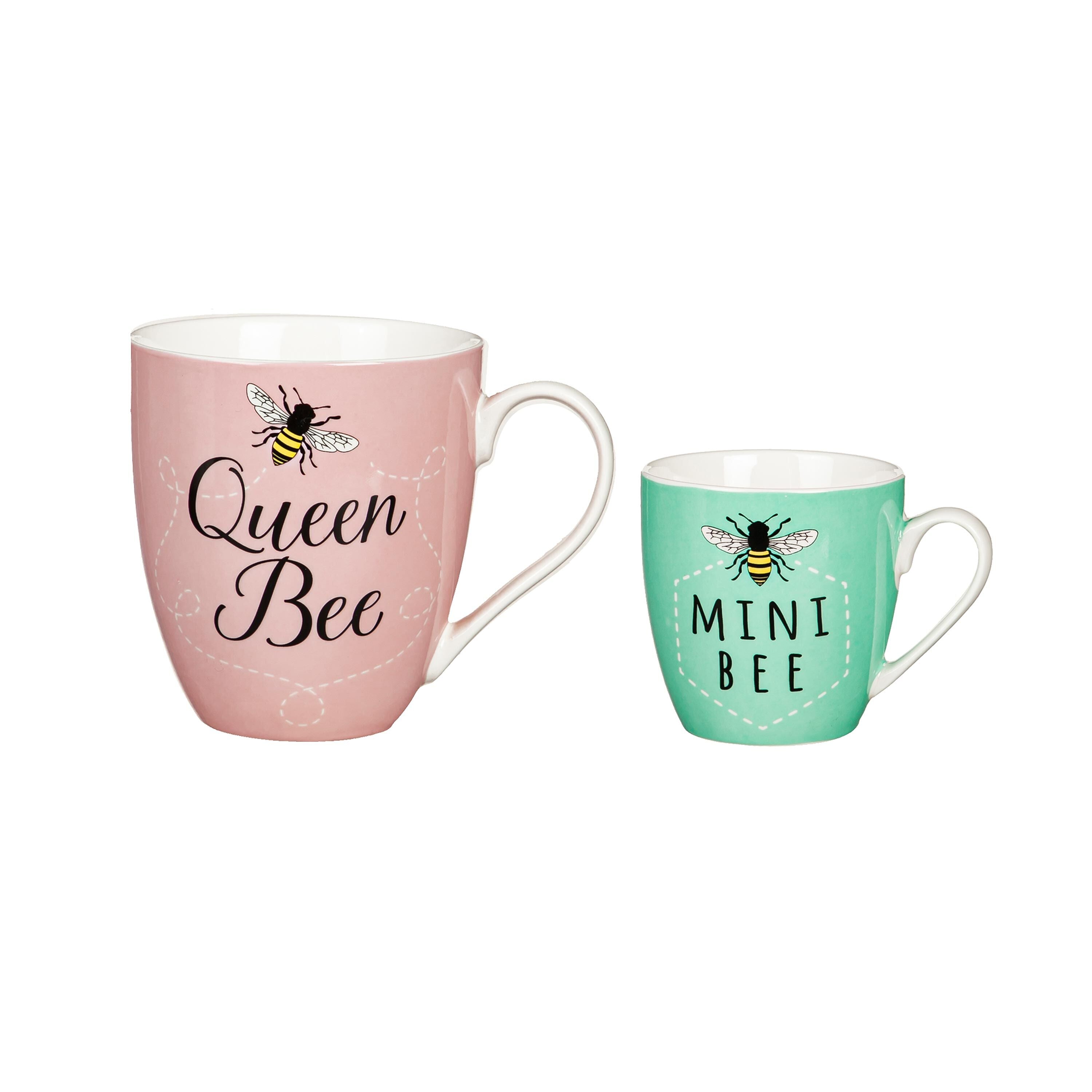 Mommy and Me Ceramic Cup Gift set, 17 oz, Queen Bee Mini Bee