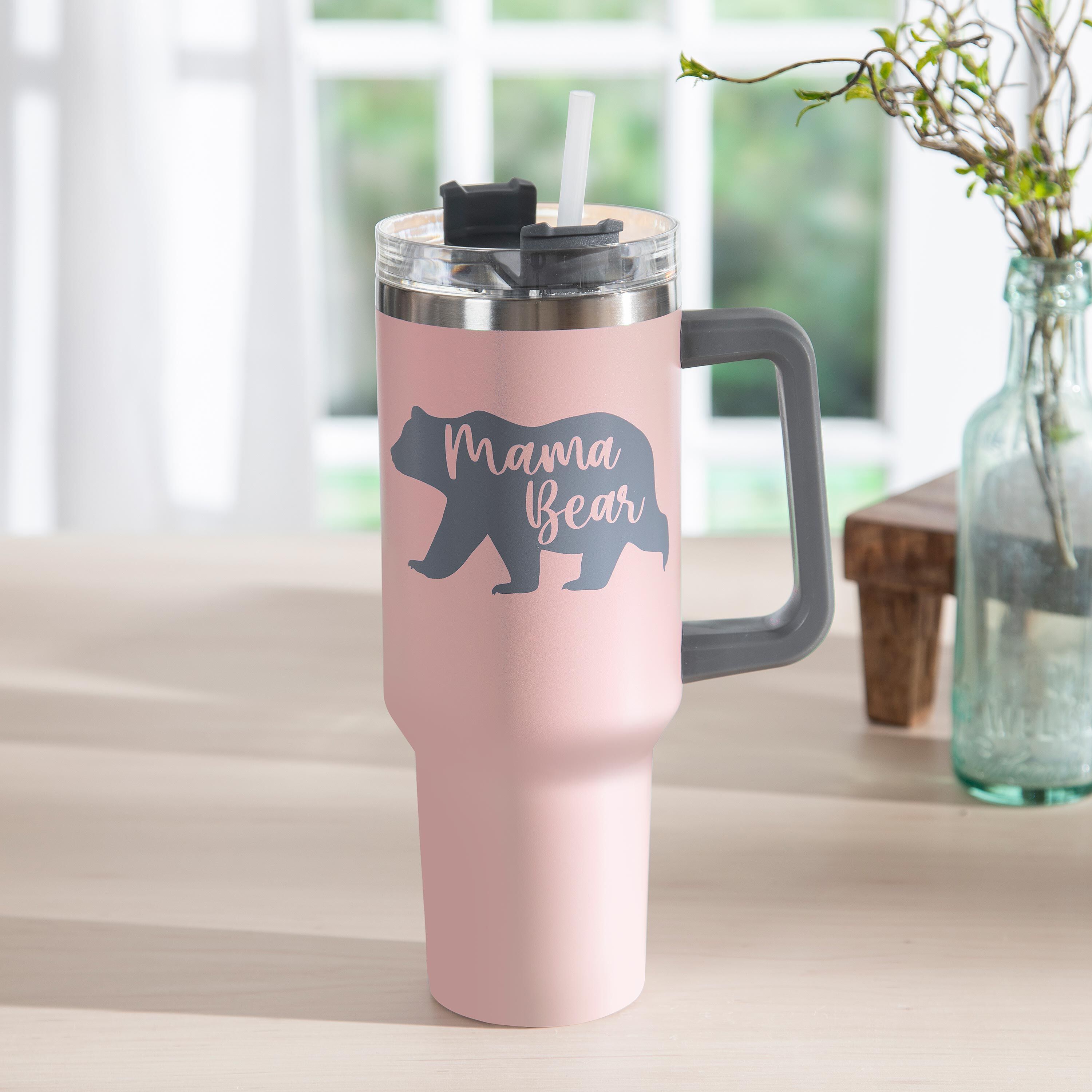 Mama Bear Canyon Cup, Double Wall Stainless Steel w/ Straw, 40oz
