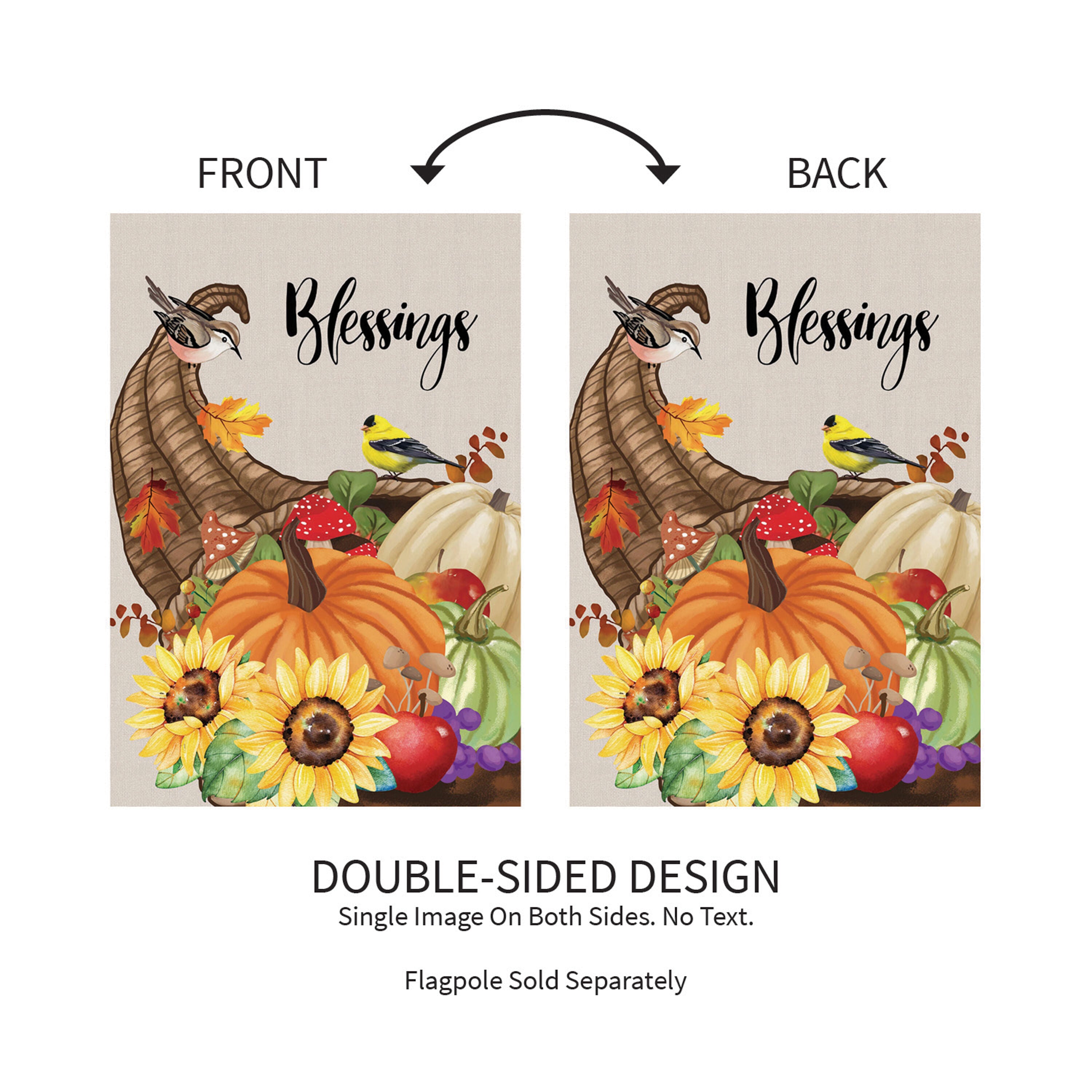 Grateful Cornucopia Suede Garden Flag